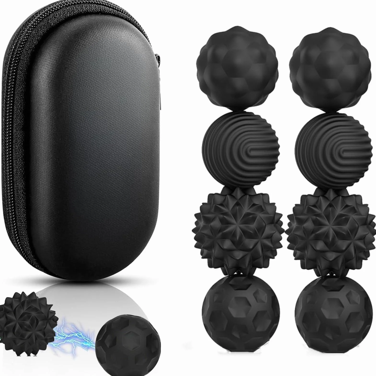 Kulki magnetyczne, fidget, zabawki dla dorosłych, sensoryczne, z silikonowym etui, antystresowe, z silikonowym etui, zabawka antystresowa, zabawka antystresowa, 6 szt., czarne