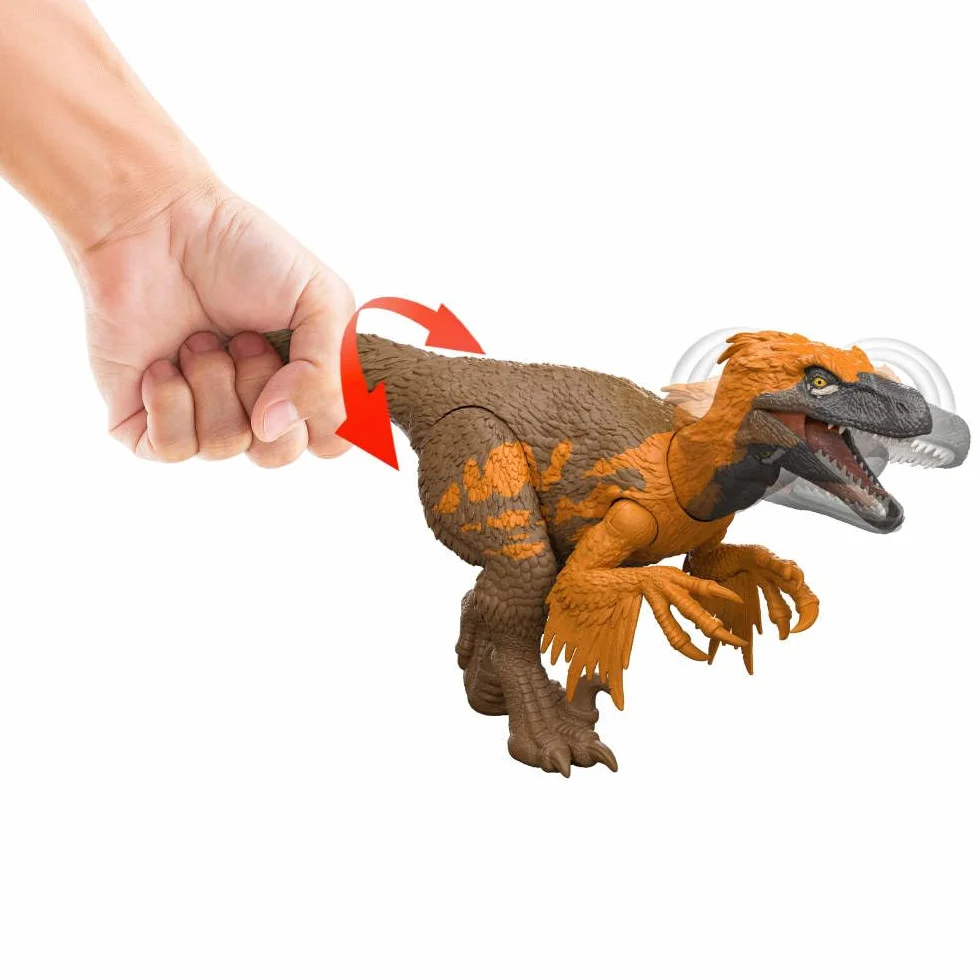 Mattel Jurassic World: Odrodzenie Utahraptor Ryczący dinozaur Figurka z wielokierunkowym atakiem i dźwiękiem, do ustawiania w różnych pozach, zabawka dinozaur dla dzieci, zabawa wirtualna, JGC80