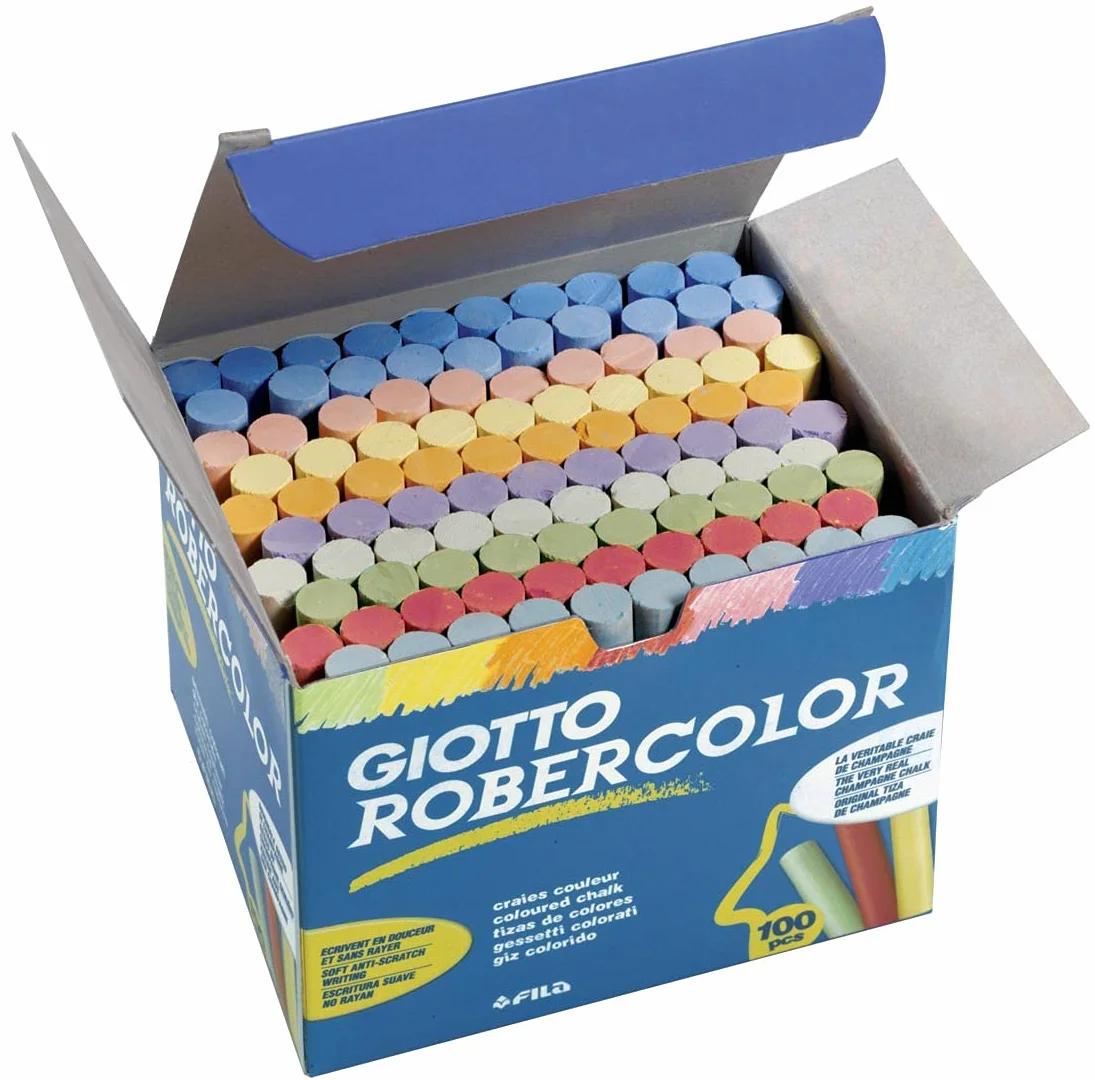 Giotto 5390 00 - RoberColor kreda na tablice ścienne, karton 100 sztuk posortowanych pod względem koloru