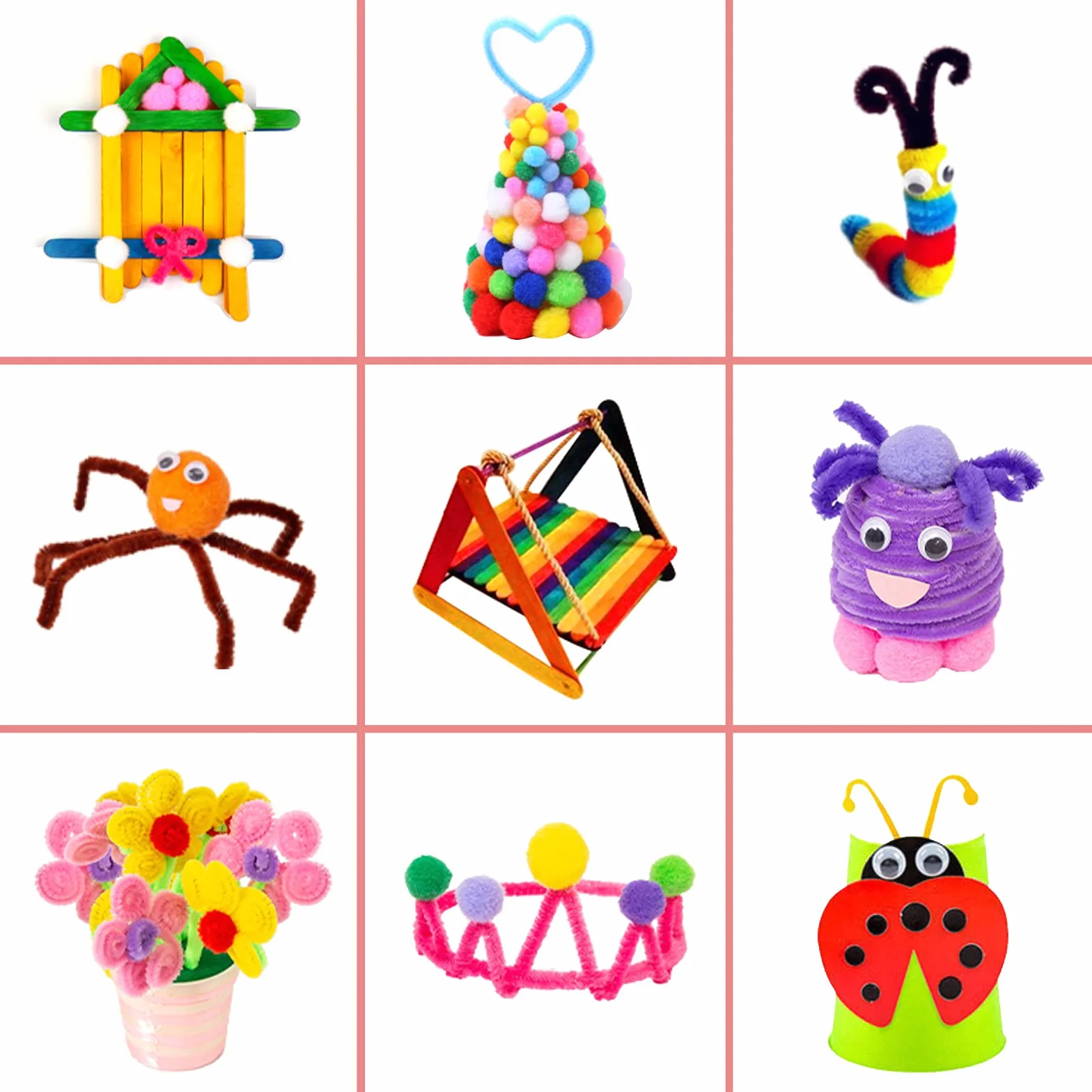 Zestaw do majsterkowania dla dzieci, 1300 sztuk, zestaw do majsterkowania, akcesoria do scrapbookingu, do czyszczenia fajek, pomponów, piór, perły, ruchome oczy, cekiny, akcesoria do majsterkowania