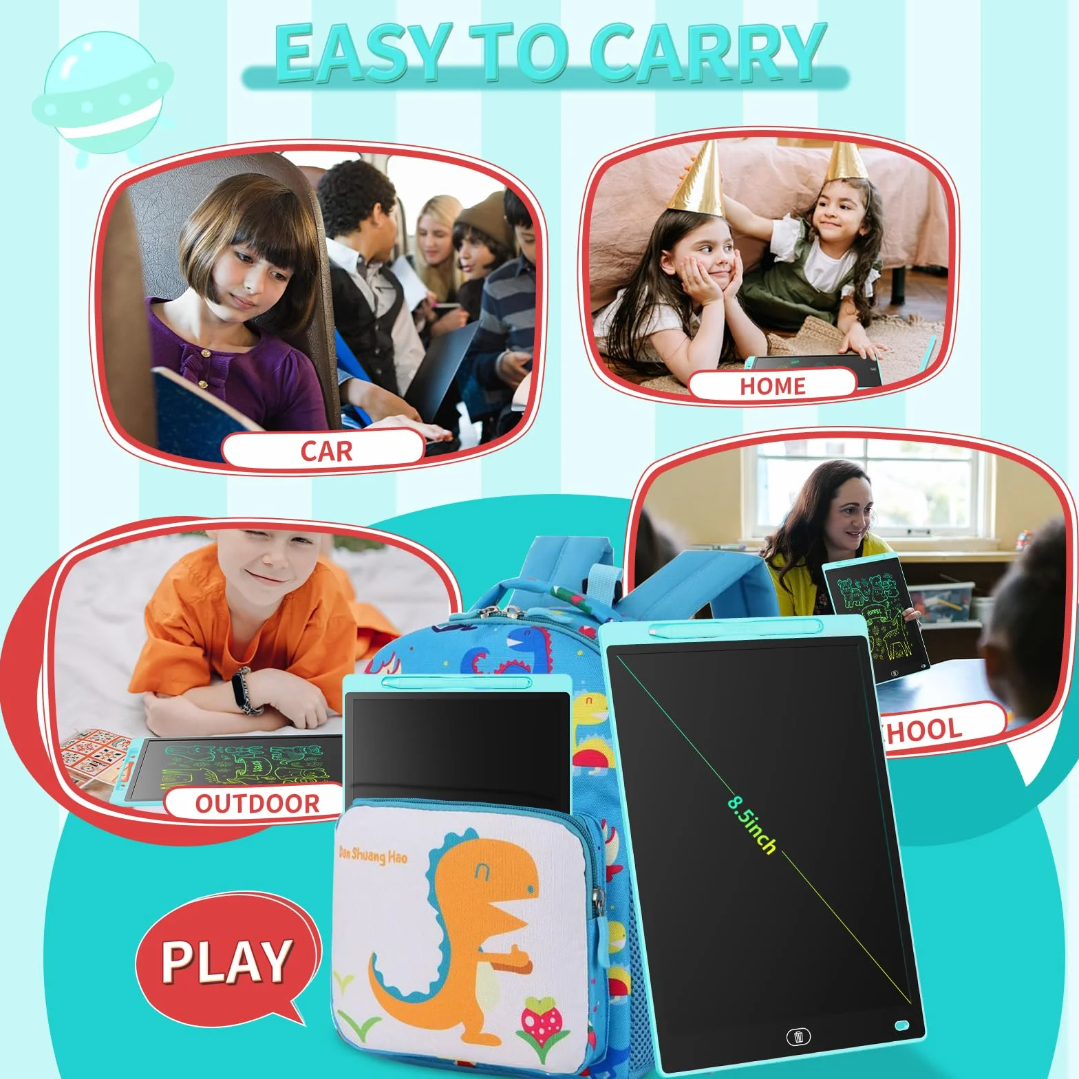 Genialba Tablet LCD do Pisania 8,5 Cali Kolorowy Tablet Elektroniczny Ekran do Rysowania Zabawka Edukacyjna Prezent dla 2 3 4 5 lat Chłopcy Dziewczęta Boże Narodzenie Urodziny (Niebieski)
