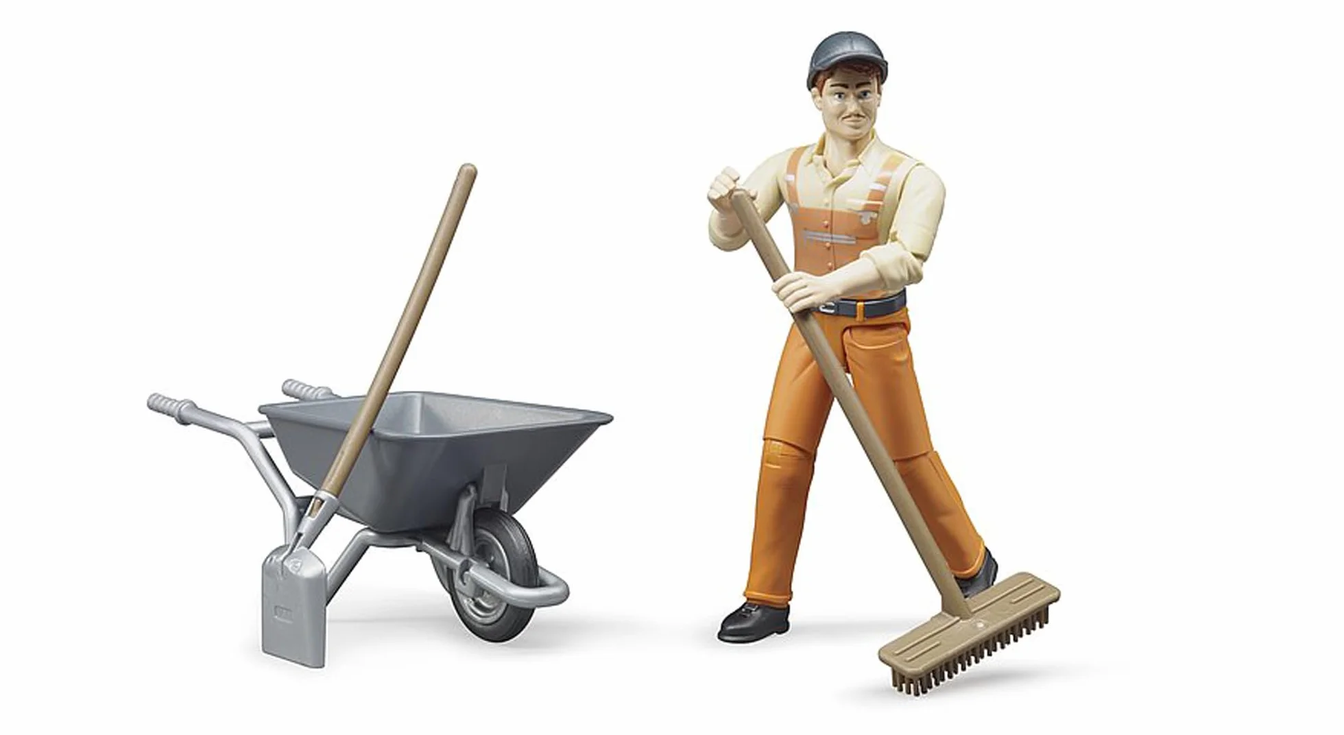 bruder 62130 - bworld Miniaturowy zestaw Pracownik komunalny - 1:16 Miniatura, Pojazd budowlany, Pracownik budowlany, Farma, Człowiek