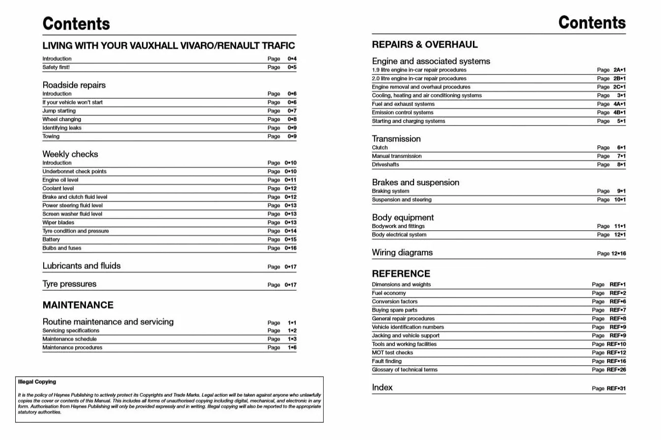Vauxhall/Opel Vivaro & Renault Trafic Diesel (May '01 to Apr '14 (Y to 14 reg)