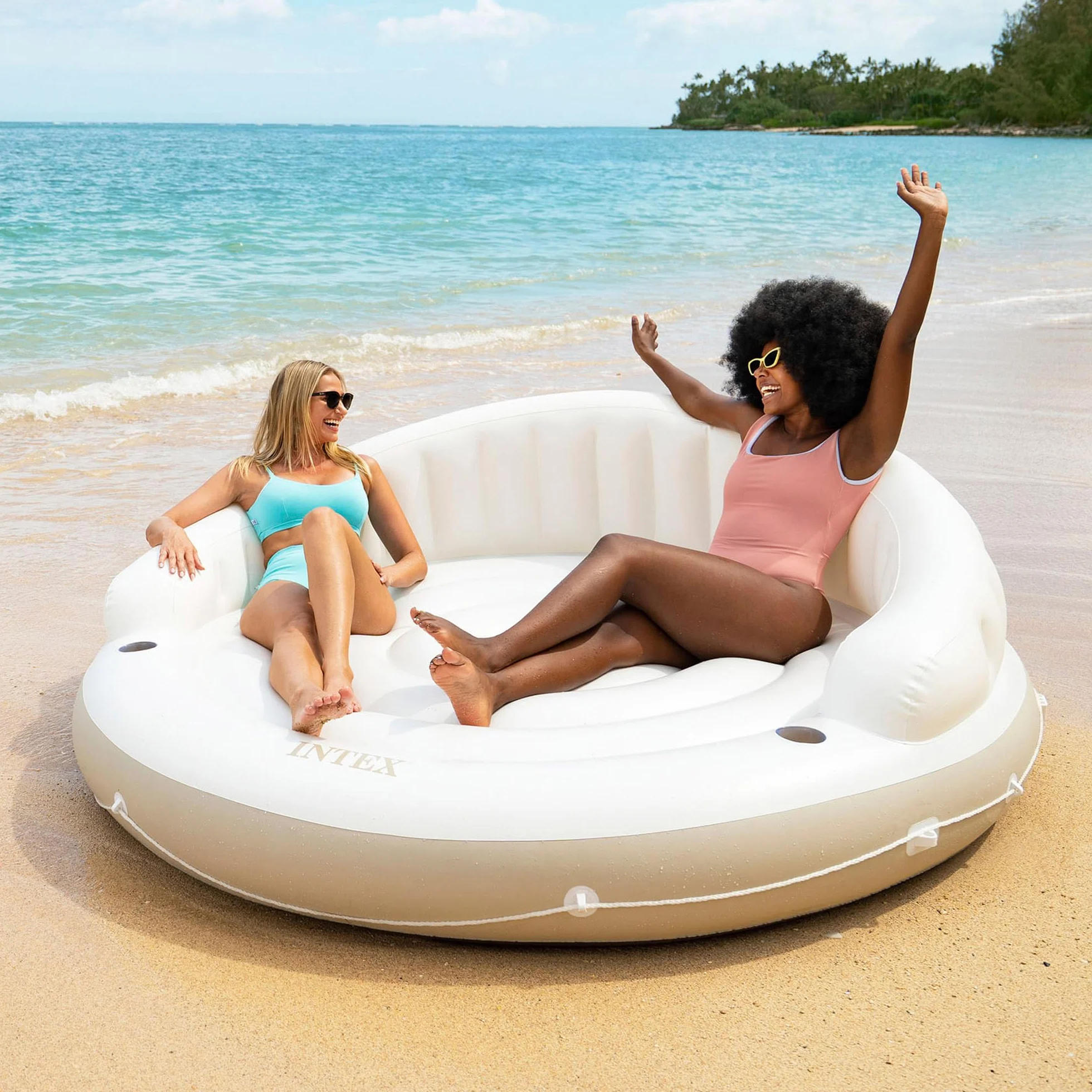 Intex 58292EU Canopy Island Kanapa Dmuchana Do Relaksu, Wielokolorowa, 180 x 153 cm