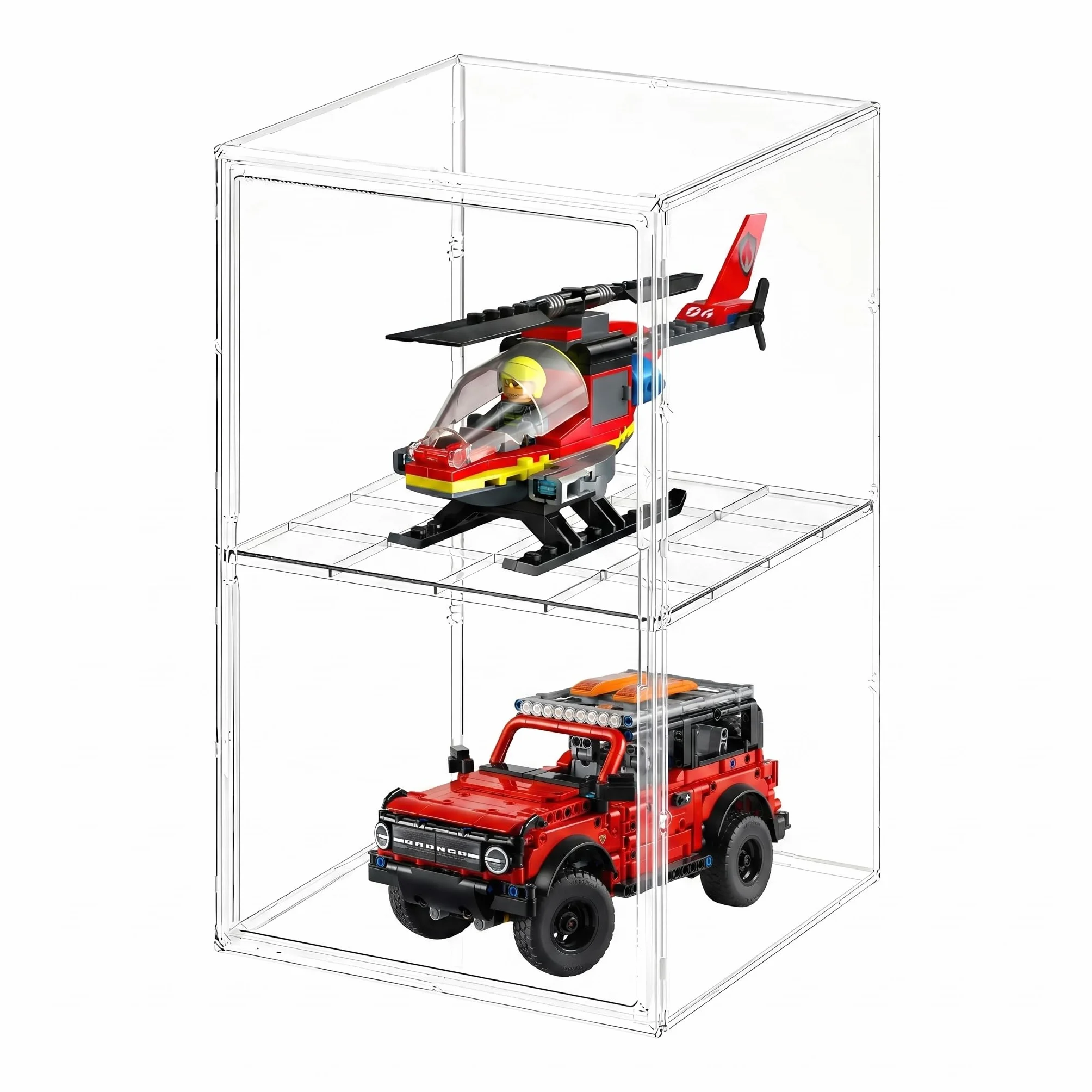 Duża akrylowa gablota 60 x 36 x 36 cm, przezroczysta plastikowa witryna z półką z regulacją wysokości, pyłoszczelne pudełko ekspozycyjne do modeli Lego, w skali 1:18 do samochodów i