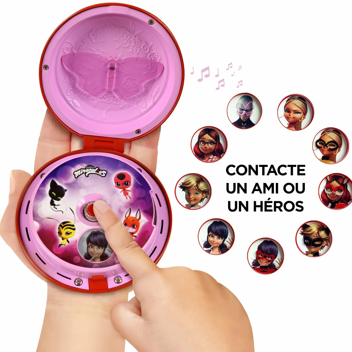 Bandai - Cudowna Biedronka - Magiczny Telefon Biedronki - Akcesorium do przebrania się za Biedronkę/Akcesorium do zabawy w role - Zabawka dźwiękowa i świetlna - Mówi po francusku - P50629