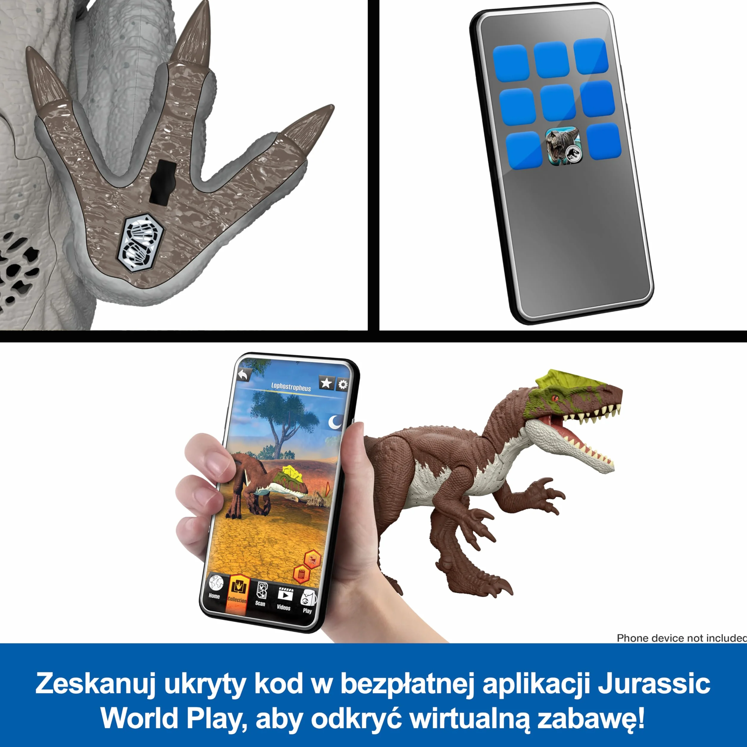 Mattel Jurassic World: Odrodzenie Utahraptor Ryczący dinozaur Figurka z wielokierunkowym atakiem i dźwiękiem, do ustawiania w różnych pozach, zabawka dinozaur dla dzieci, zabawa wirtualna, JGC80