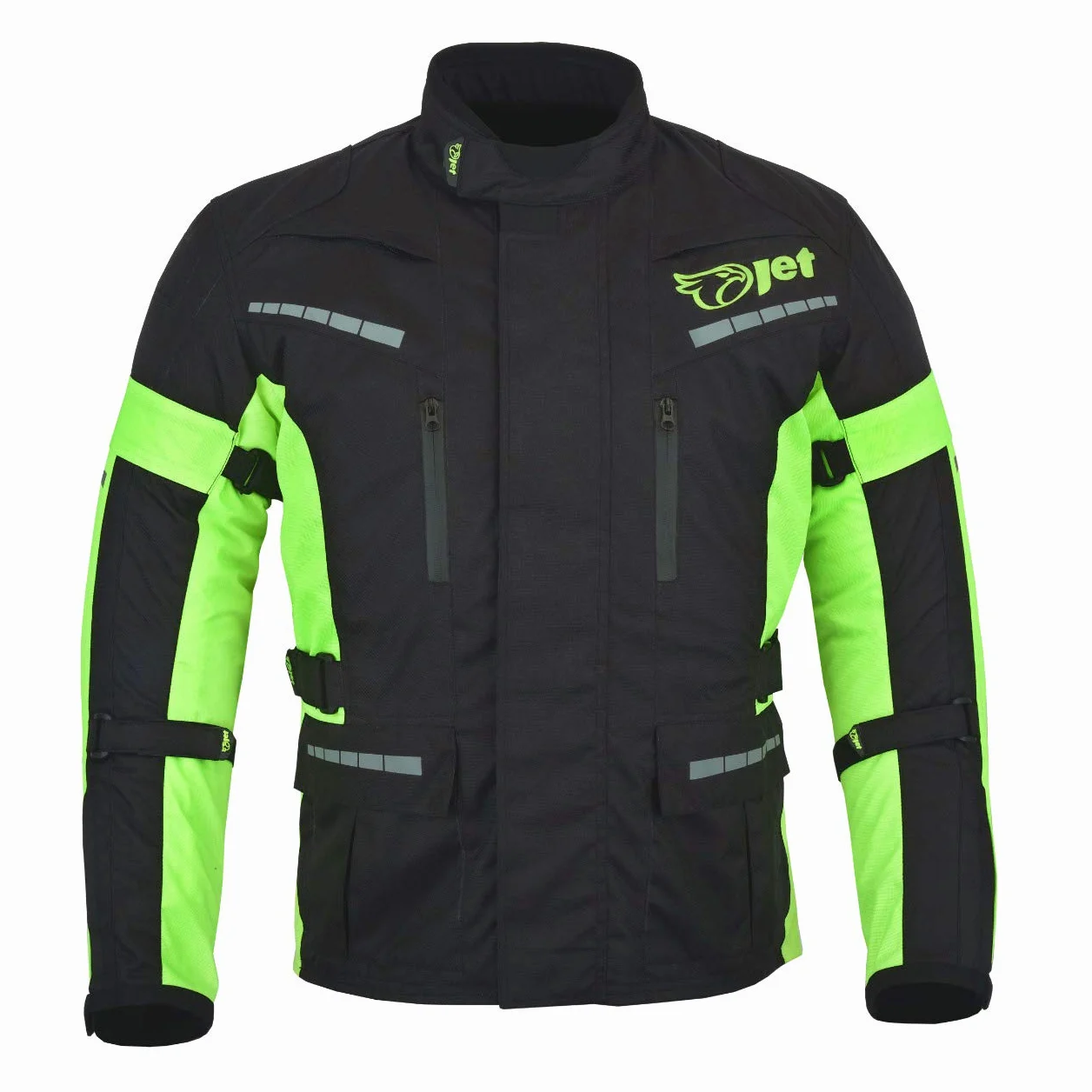 Męska wodoodporna kurtka motocyklowa Jet ze splotem tekstylnym czarny fluro