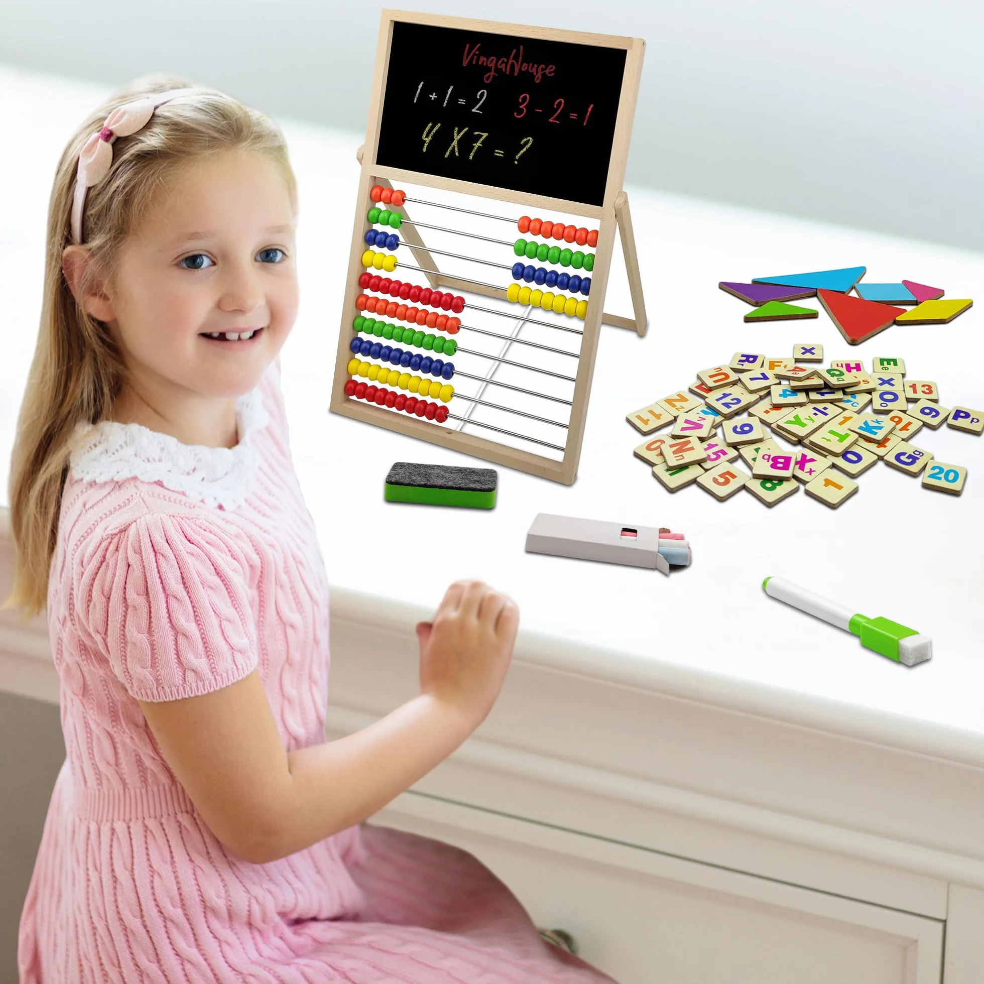 Szablon do szkoły podstawowej Abacus, kalkulator Abakus, kalkulator dla dzieci, czarna tablica i tablica suchościeralna z naklejkami magnetycznymi, zabawka od 3 lat