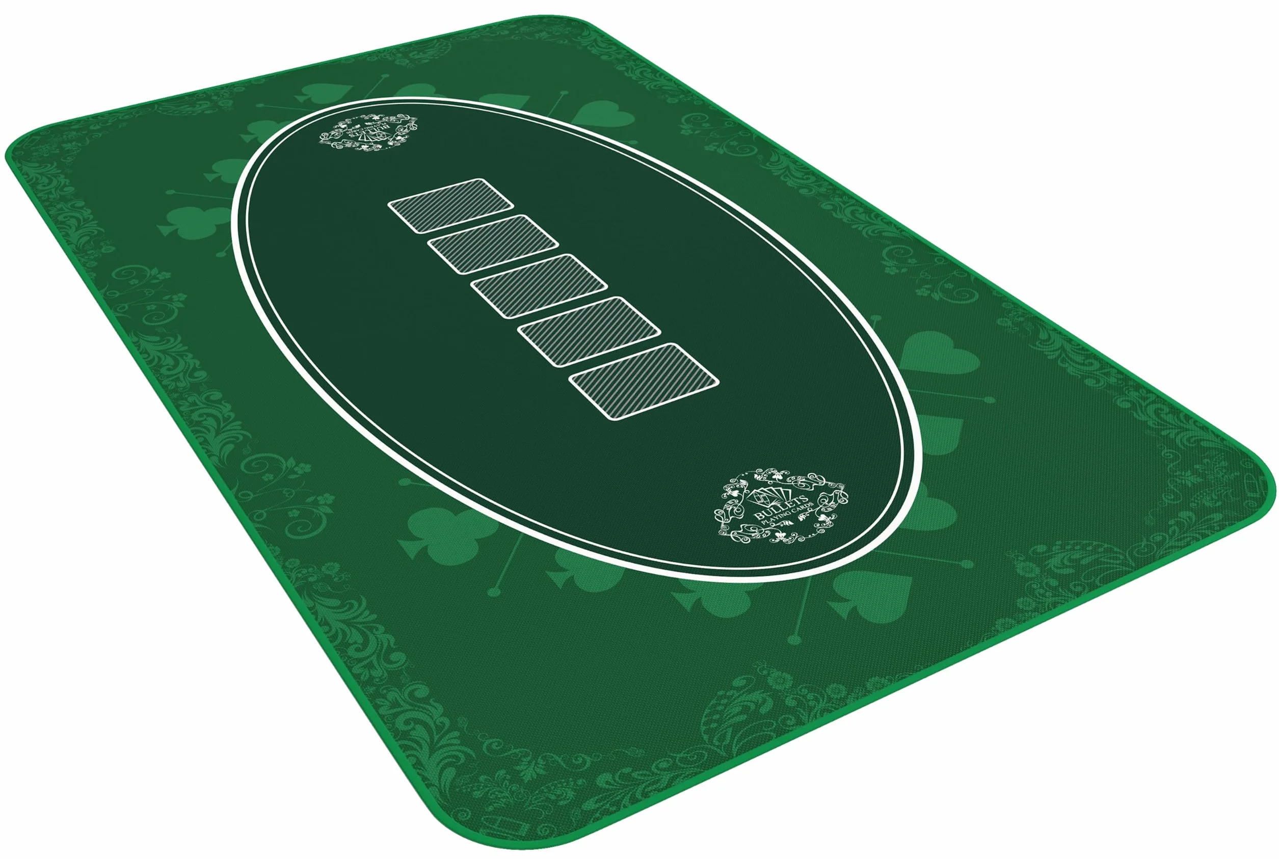 Bullets Playing Cards - Designerska Mata do Pokera, Zielona, 100 x 60 cm, Na Własny Stół, Ręcznik Deluxe, Dywan, Nakładka