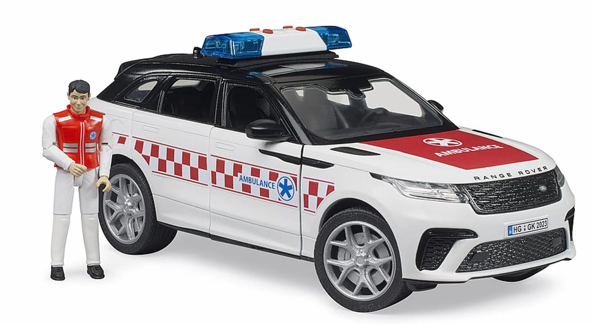 bruder 02885 - Range Rover Velar ambulans ratunkowy z kierowcą i modułem świetlno-dźwiękowym, pojazdy, pojazd ratunkowy, ambulans, ratownik medyczny, pojazdy ratunkowe