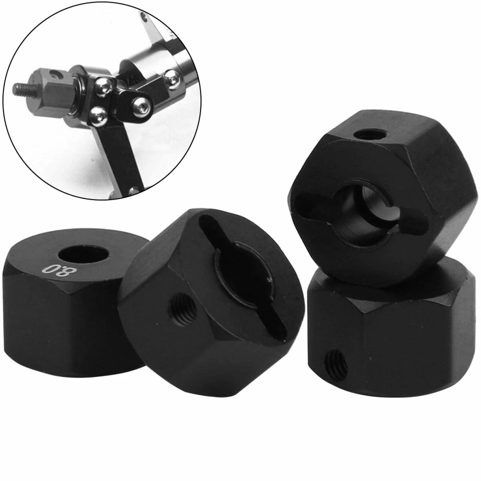 Tbest Wheel Hex Hub, Aluminiowa piasta koła Hex Hub Adapter Część ulepszona Kompatybilna z SCX10 90046 90047 RR10 RC Crawler (8,0 mm)