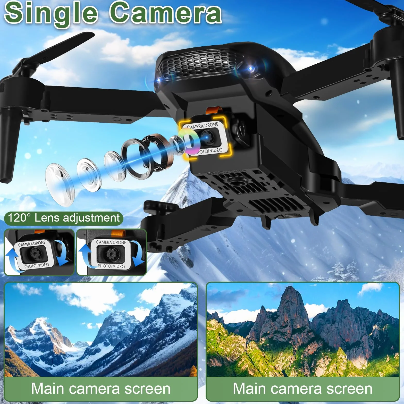 Dron z kamerą dla dzieci, RC Drone Quadcopter z trybem headflos, 3D Flip, 90 ° ustawialny, trasa lotu, 1080P Mini Drone prezent dla początkujących dzieci