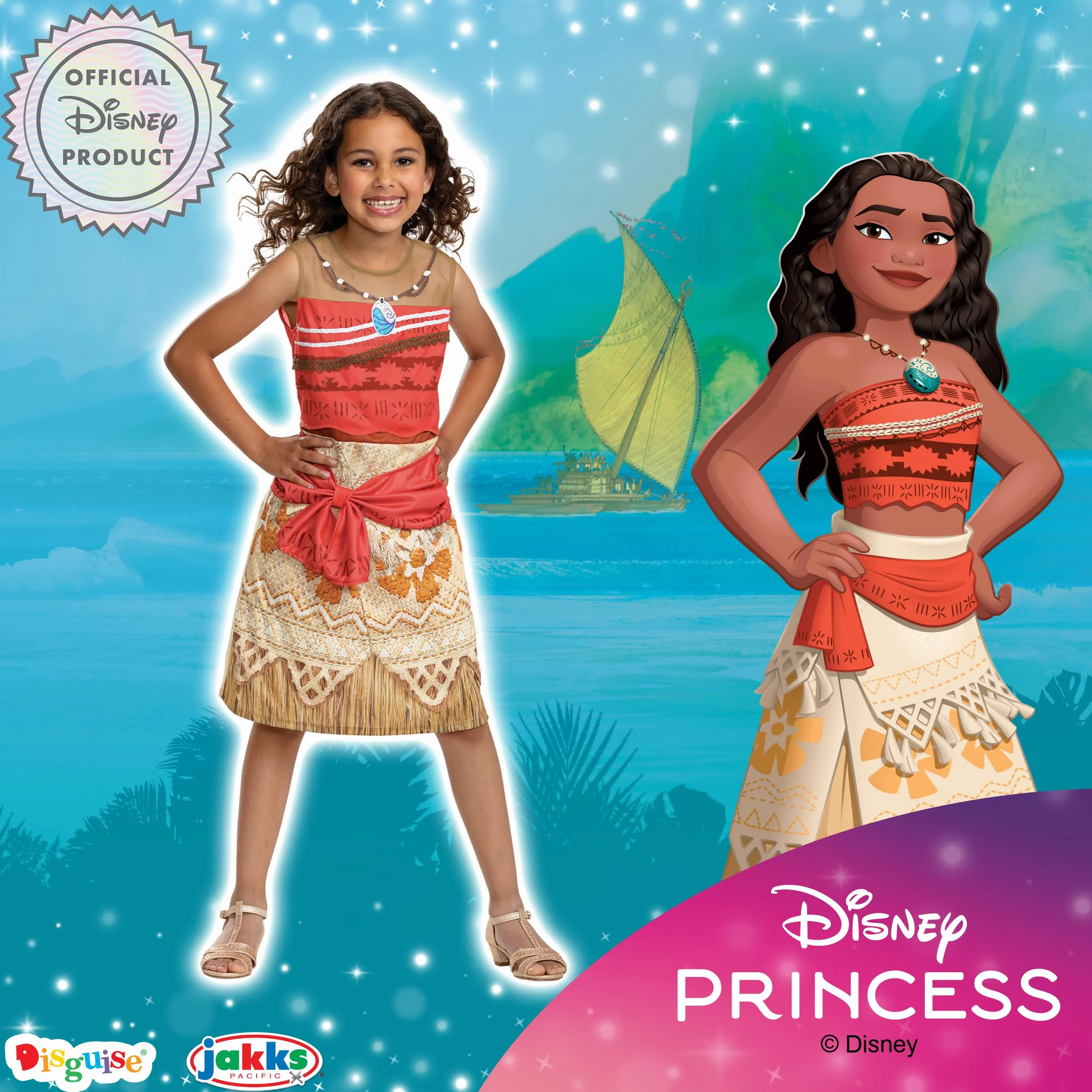 Disney Oficjalny kostium Fantazyjny kostium Księżniczki Moana dla dziewczynki