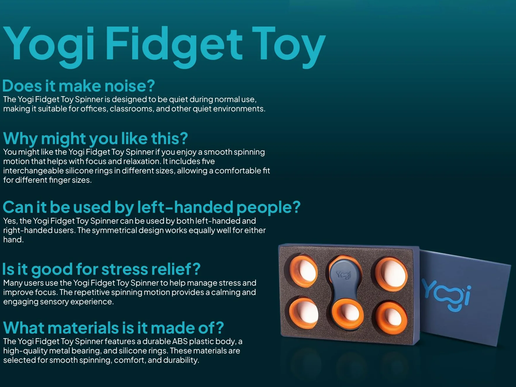 Yogi zabawka fidget, fidget spinnery dla dorosłych, łagodząca stany lękowe, idealna dla osób z ADHD, ADD i autyzmem, ciche zabawki fidget dla dorosłych i dzieci, pięć rozmiarów pierścieni - supernowa