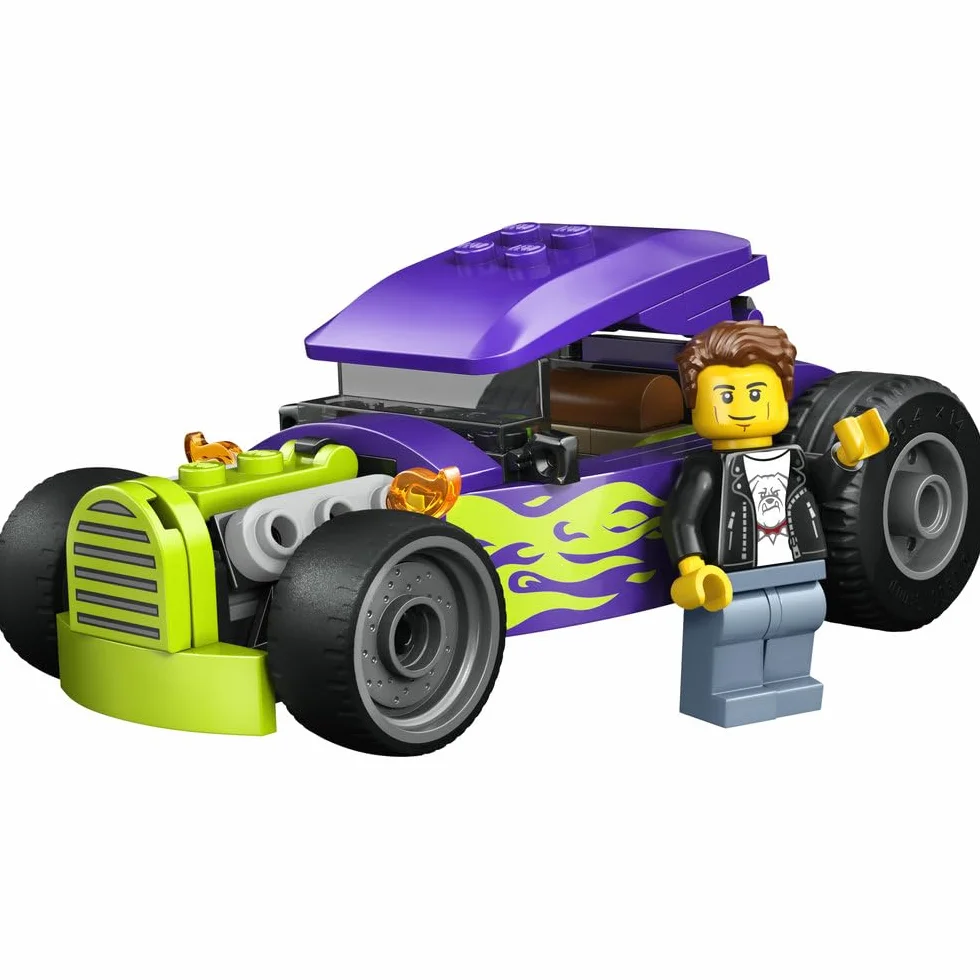LEGO City Hot Rod, samochód wyścigowy, zabawka dla dzieci od 5 lat, wyścigówka i minifigurka kierowcy, pomysł na prezent dla 5-latka na urodziny, klocki dla chłopca i upominek dla dziewczynki 60485