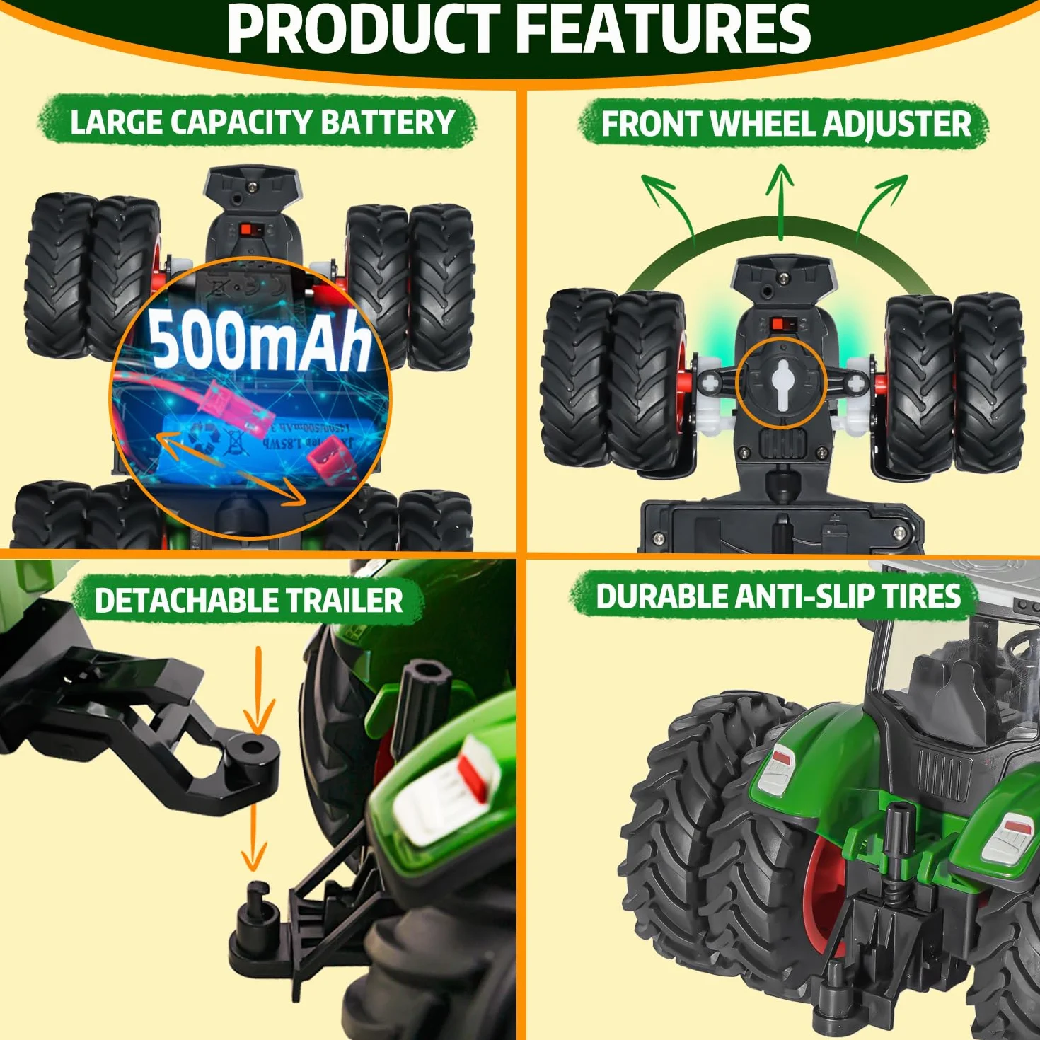 PENGBU RC Zabawka Traktorowa 2,4 GHz, Zdalnie Sterowany Traktor Rolny z Pilotem, Krowa i Owca - Prezent dla 3-8 Lat