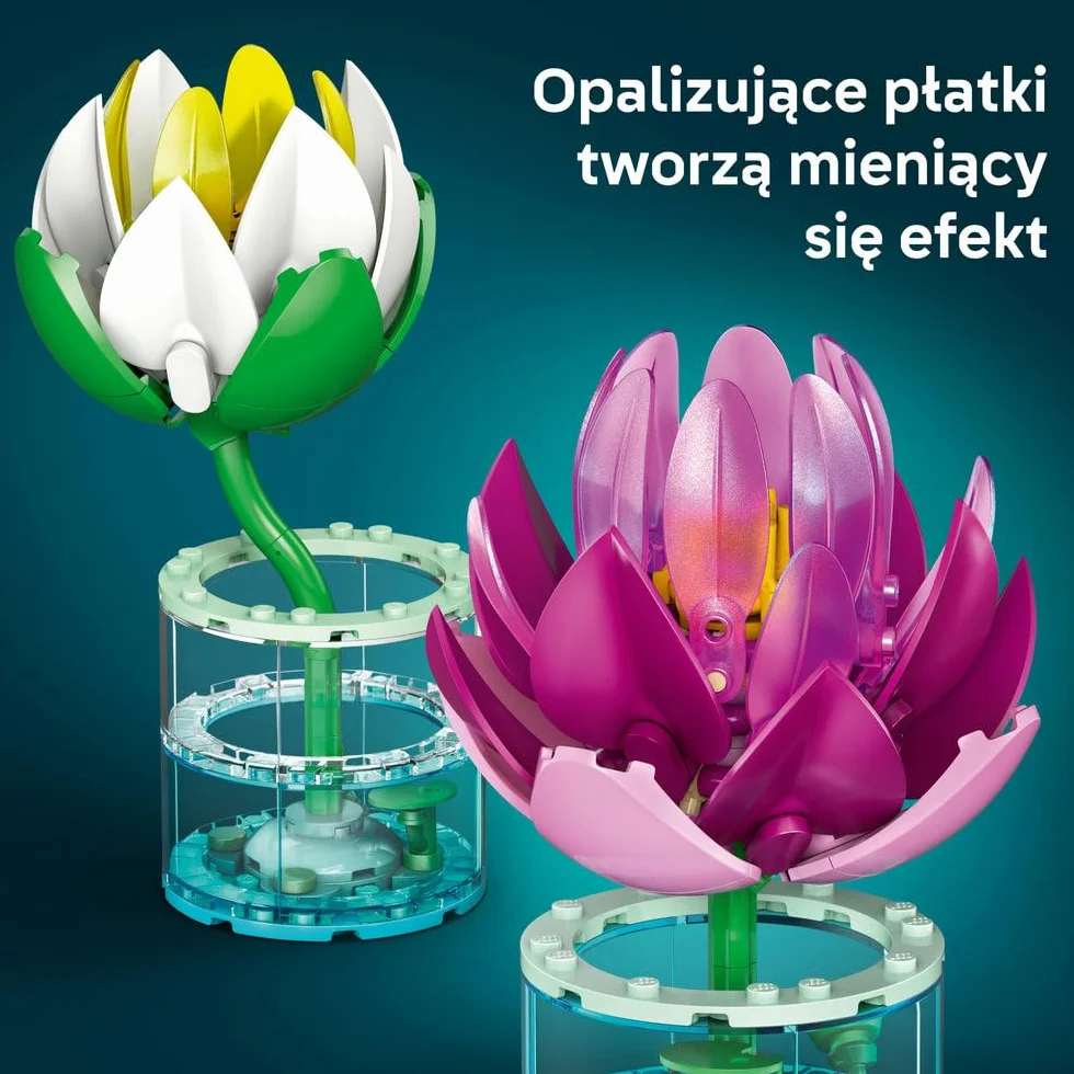 LEGO Botanicals Lilie wodne, zestaw konstrukcyjny dla dzieci, kwiatowa dekoracja, dwie lilie wodne z wazonami, pomysł na prezent na urodziny dla dziewczynki i chłopca od 9 lat 11511