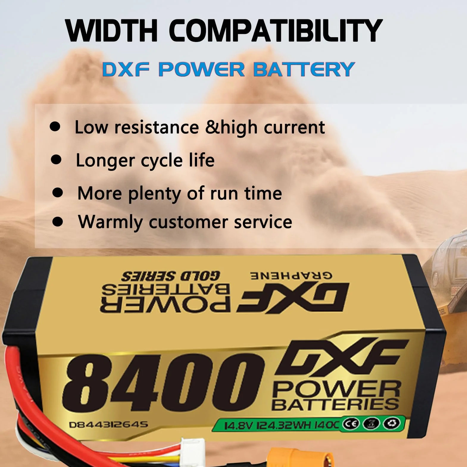 DXF 14.8V 120C 8400mAh 4S Lipo bateria twarda z wtyczką XT90 do RC Buggy Truggy Crawler Monster samochód łódź ciężarówka （2PCS）