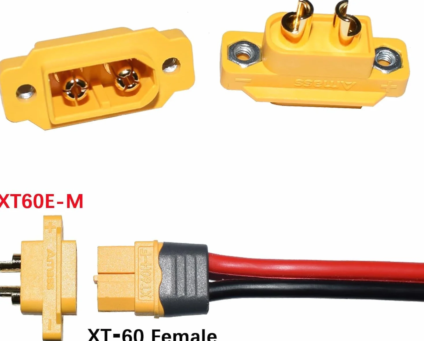 RUNCCI-YUN 10 par XT60E-M XT60 męskiej wtyczki XT60E-M do wbudowania lipo baterie przyłącza 2 piny złącze wtyczka kablowa do modeli DIY