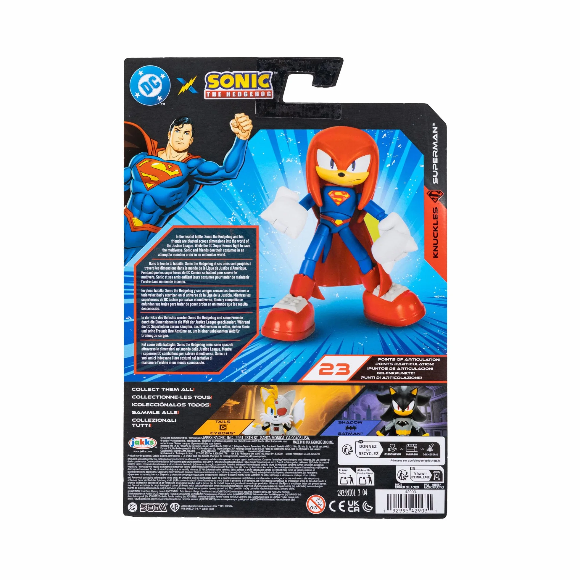 DC x Sonic Knuckles jako Superman, figurka 5" / 13 cm, oficjalna licencja Jakks Pacific, bardzo szczegółowy i szczegółowy design, opakowanie kolekcjonerskie