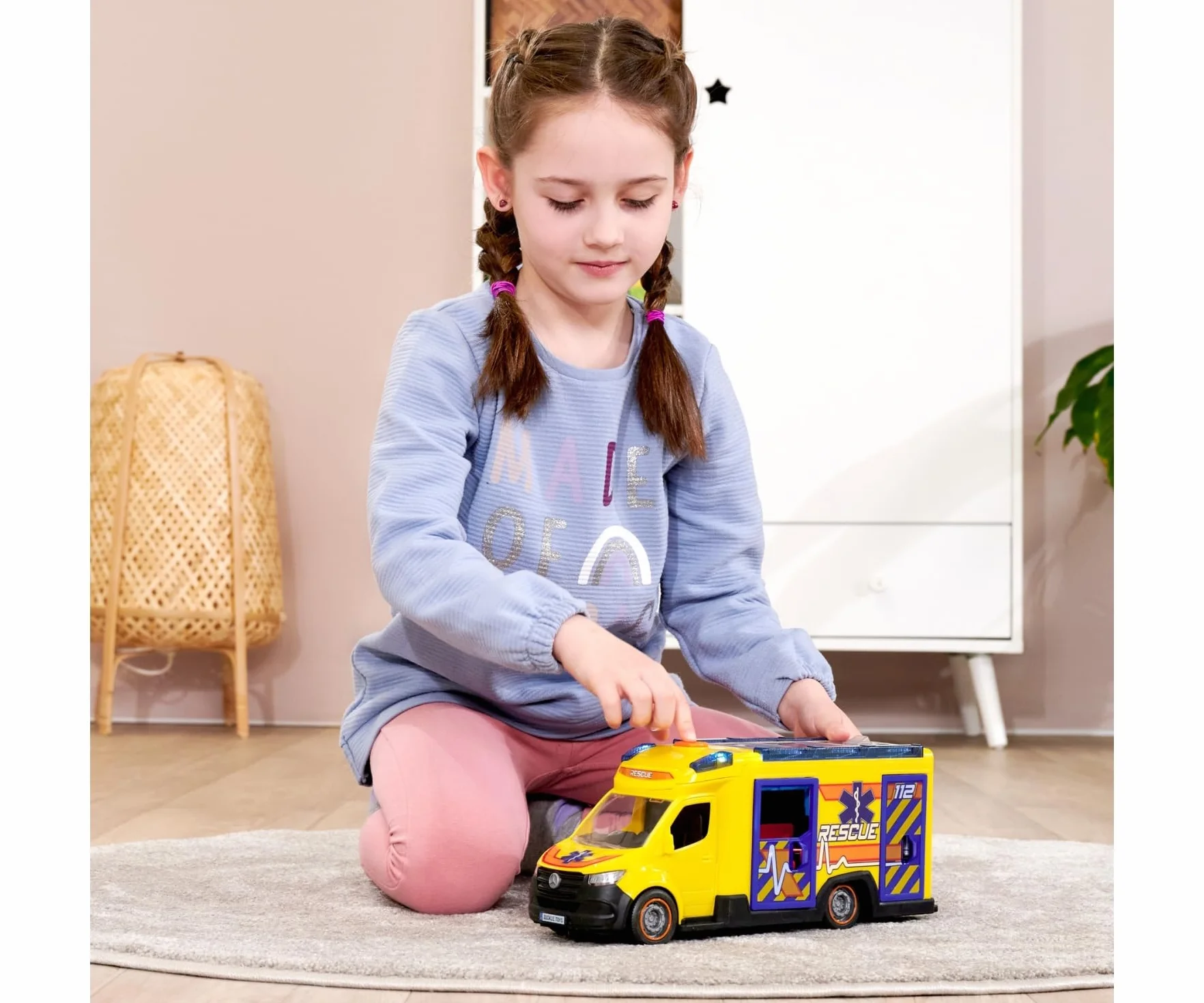 Dickie Toys 203716025 Karetka Ratunkowa Mercedes-Benz Sprinter, Duży Samochód Zabawkowy z Syreną