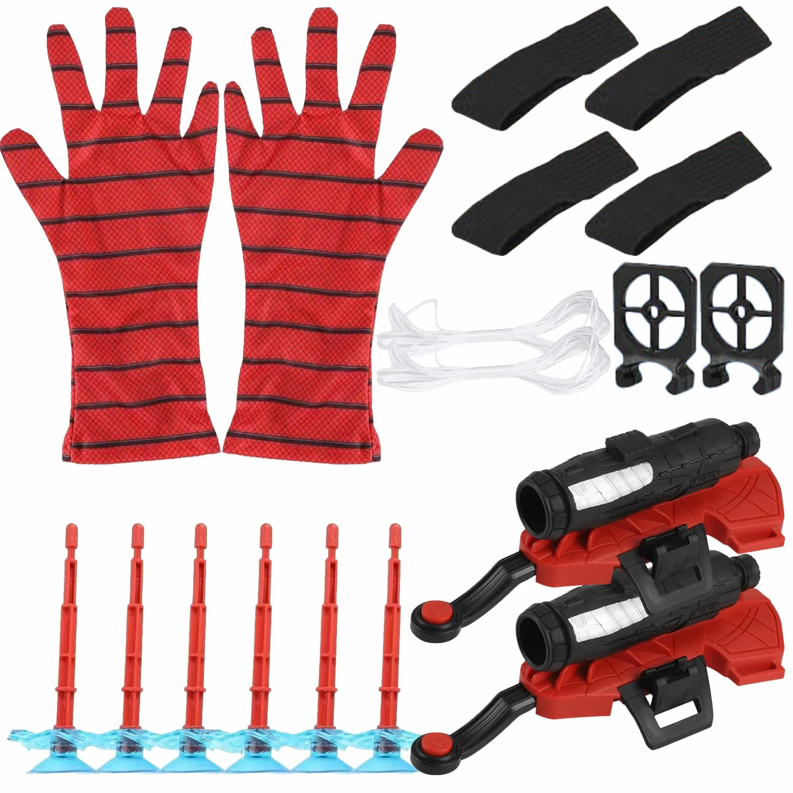 Zestaw 2 rękawiczek Launcher, rękawice Spider Launcher, rękawice Kids Spider Hero, zabawna zabawka edukacyjna, rekwizyt dla dzieci (opakowanie OOP -Bag)