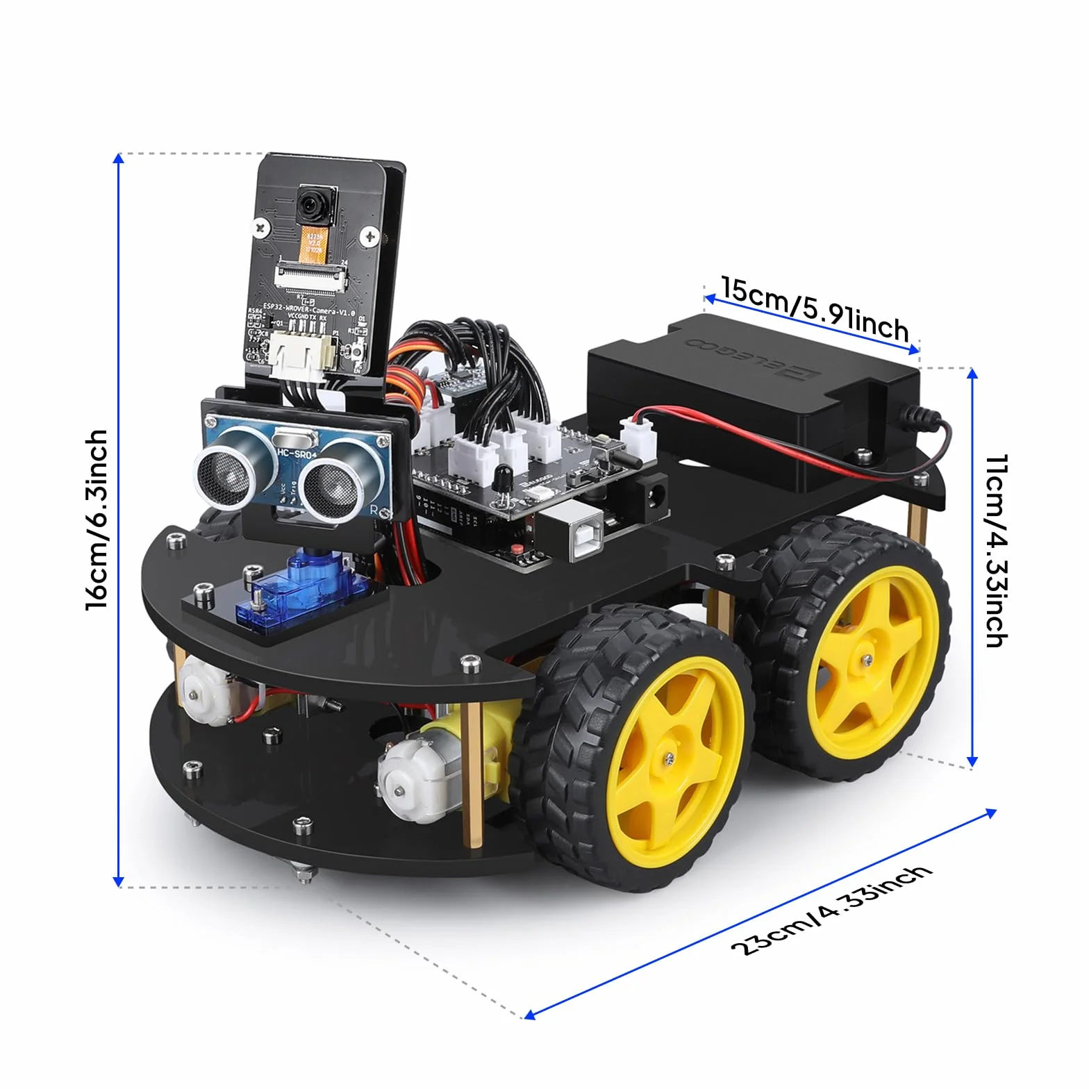 ELEGOO Inteligentny Zestaw Samochodowy Robota V4.0 Kompatybilny z Arduino IDE, Zestaw do Budowy Elektroniki z Kamerą, UNO R3, Moduł Bluetooth, Zabawki-Roboty Samochodowe dla Dzieci