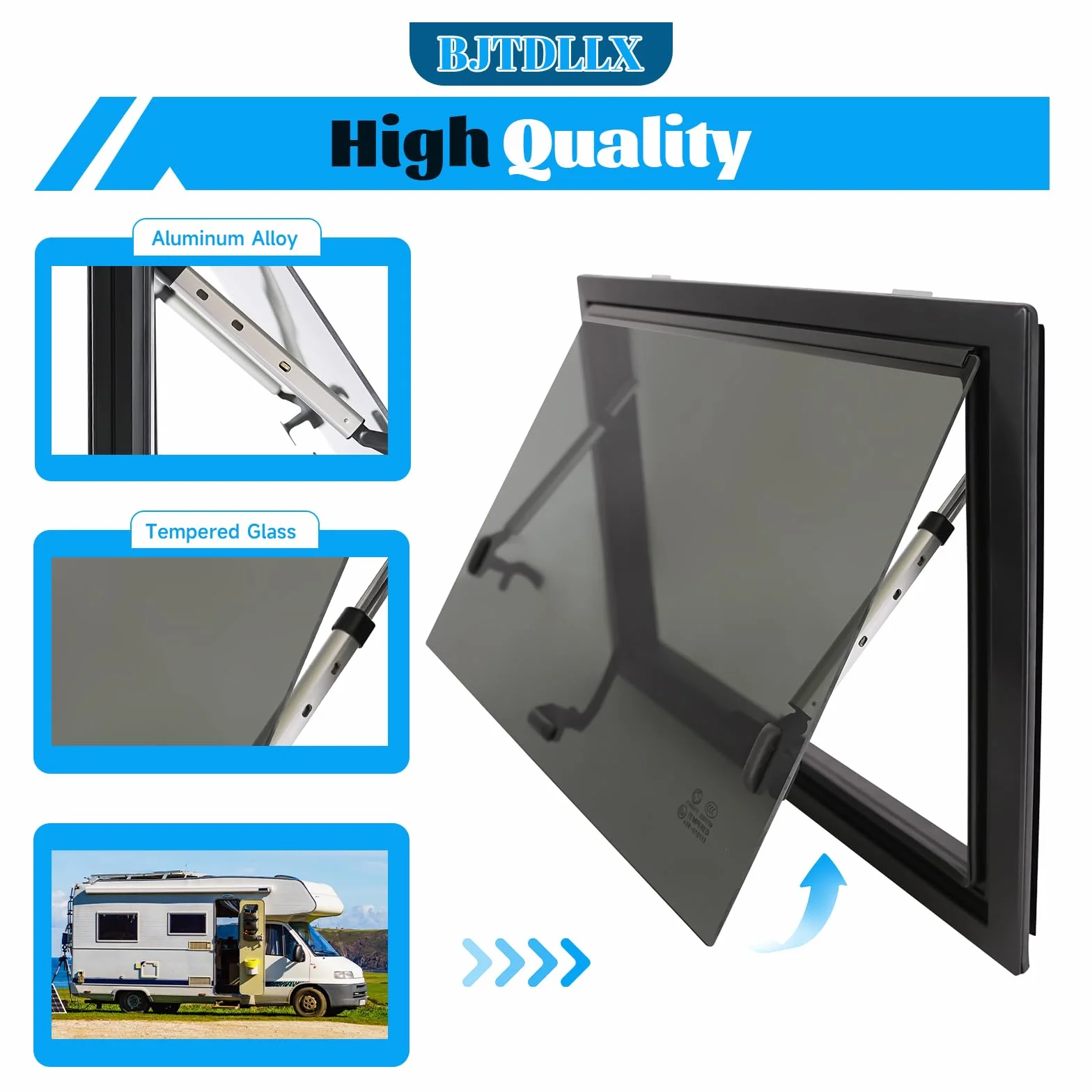 600 x 450 mm, okno wystawowe do kampera i przyczepy kempingowej, okna przesuwne