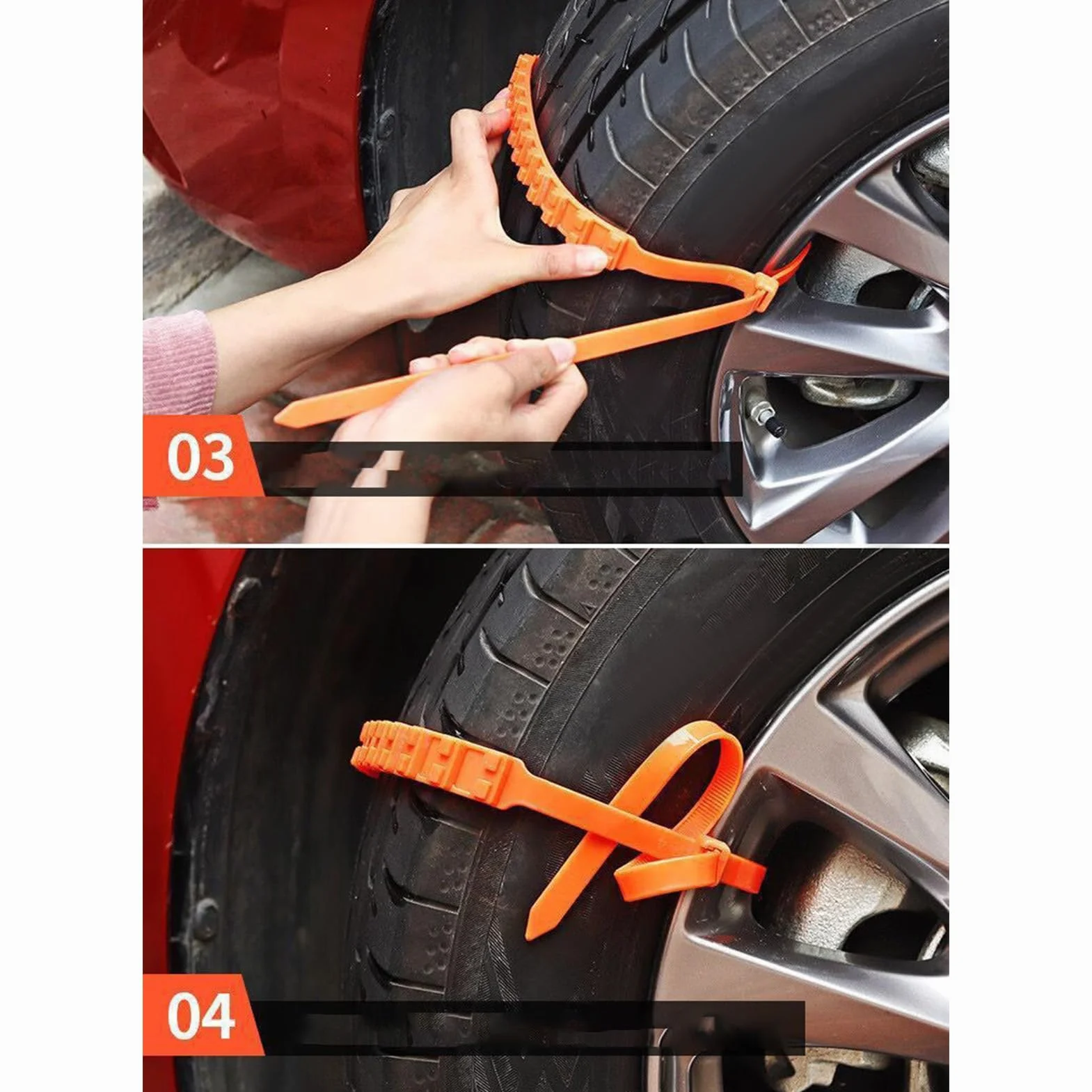 Snow Chains For Car Tires - 10 Pieces Zip Ties For Tires In Snow Anti Slip Wheel, Anti-Skid Traction Device, Sedan SUV Truck Outdoor Winter Driving, Road Safety Component Kit