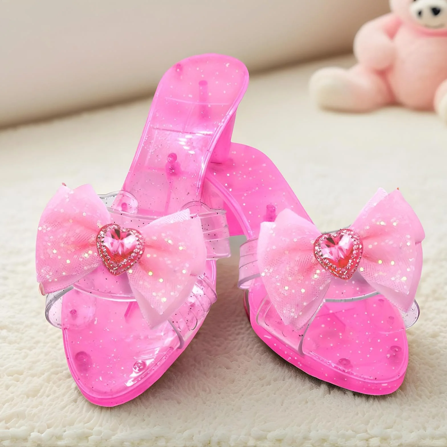 Buty Księżniczki dla Dziewczynek | Kryształowe Pantofelki Do Zdjęć,Akcesoria Cosplay Na Imprezy Szkolne Kostiumy Dla Organizatorów Eventów