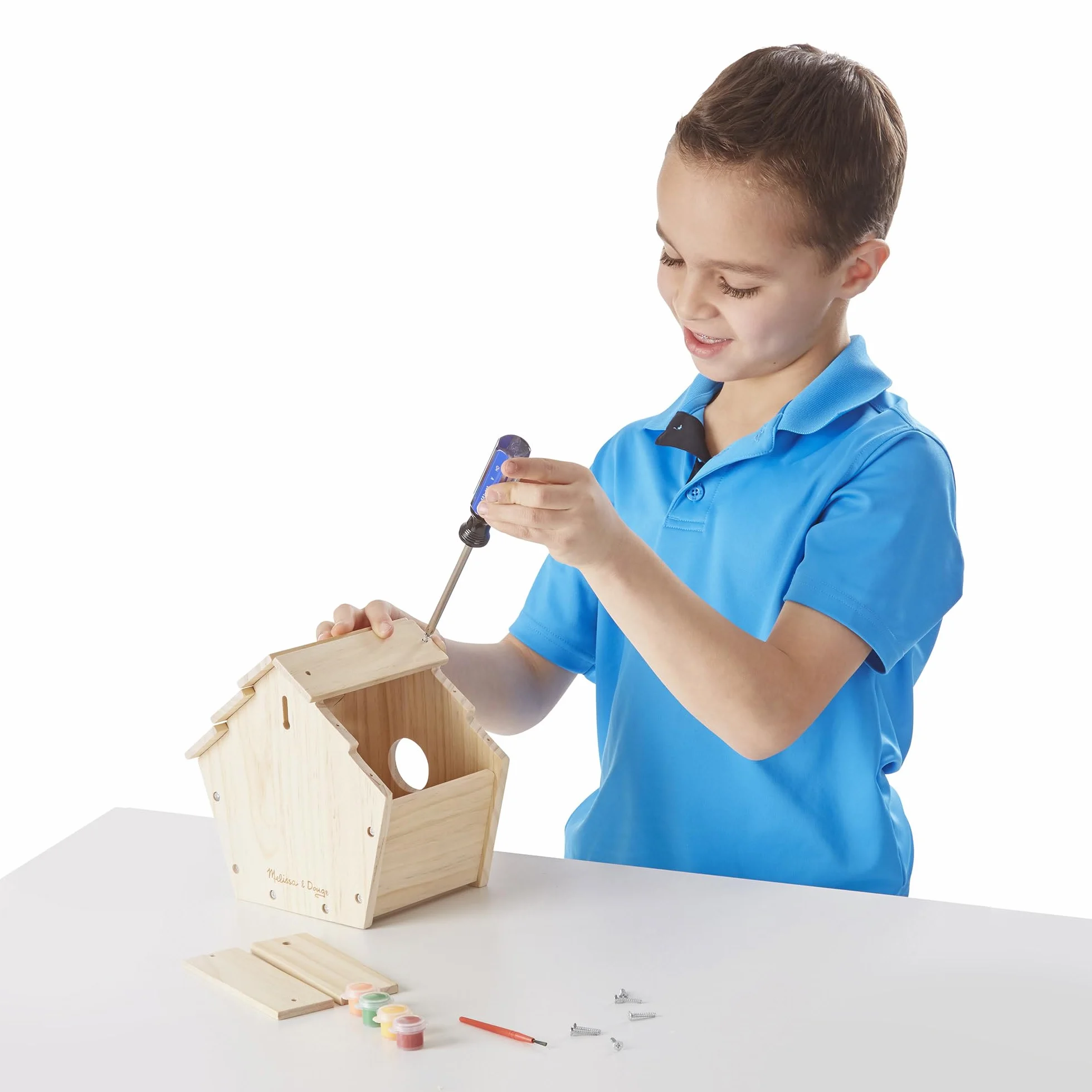 Melissa & Doug – budka dla ptaków do własnoręcznego montażu | sztuka i rzemiosło | zestawy do rękodzieła: Created By Me, Made Easy i inne | 3+ | prezent dla chłopca lub dziewczynki