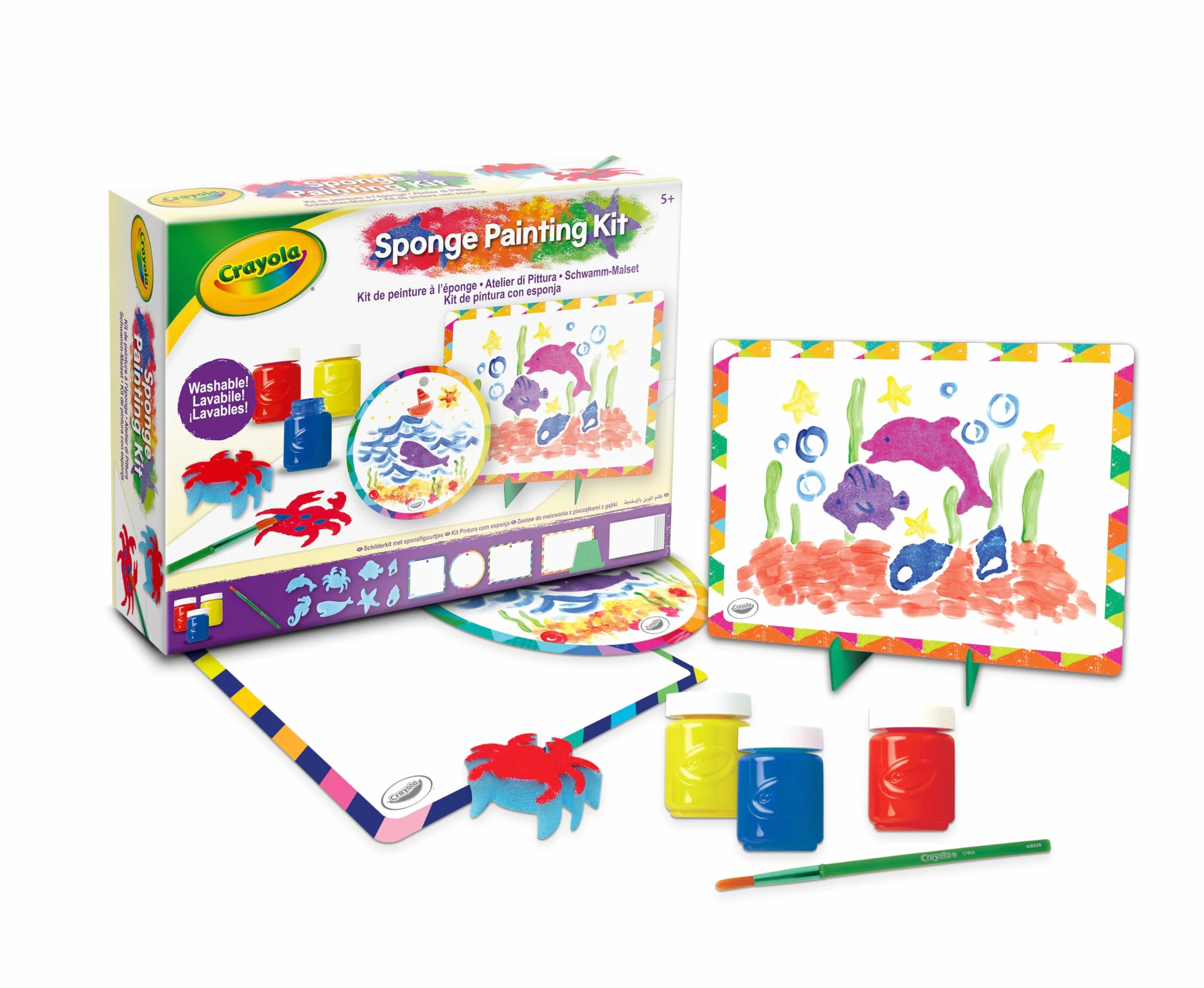 CRAYOLA - Zestaw do Malowania z Pieczątkami z Gąbki, Kreatywne Zajęcia dla Dzieci z Farbami, od 5 lat, 04-2950