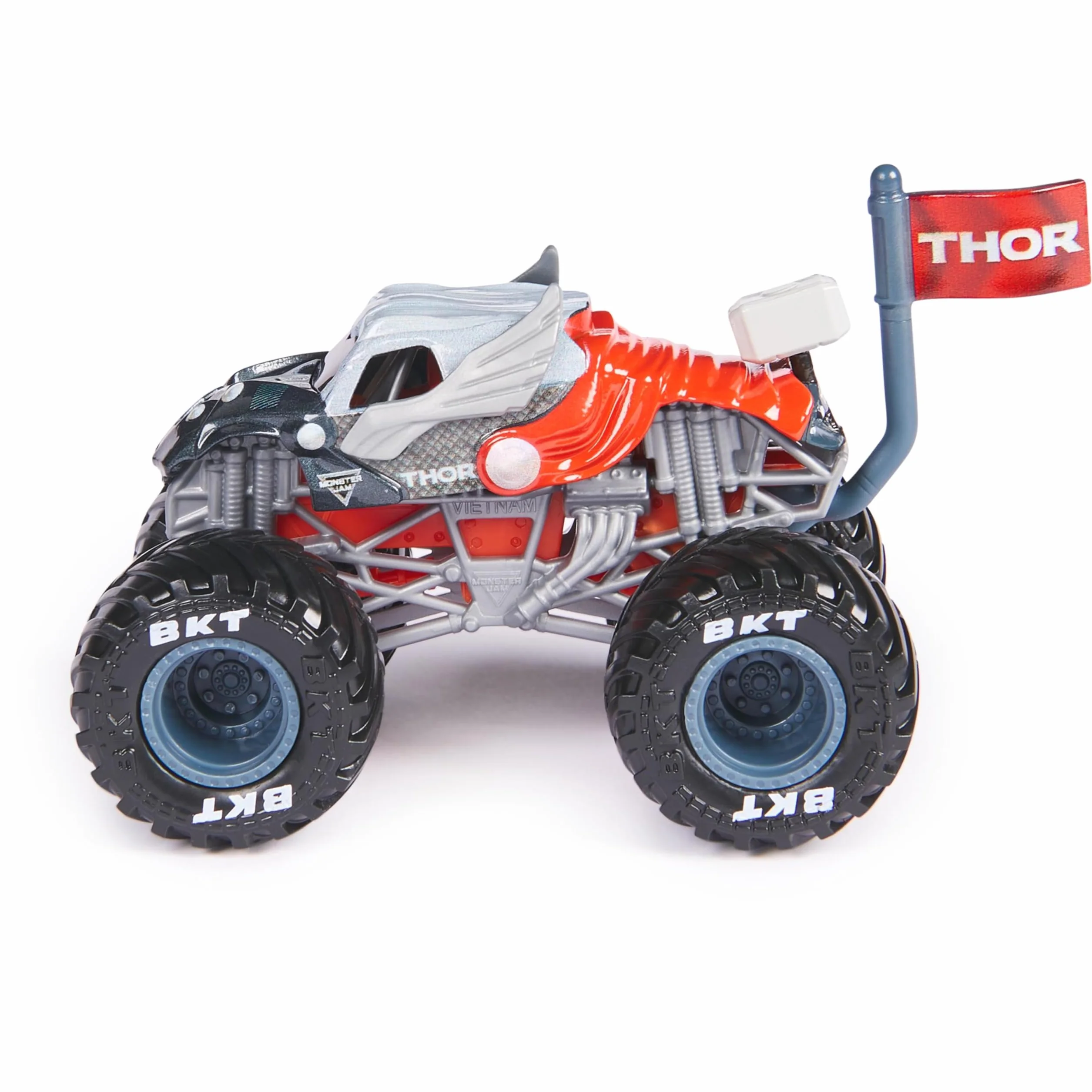 Monster Jam Marvel - 1 Vehicle Die-CAST 1:64 Marvel - 1 Autentyczny pojazd Monster Truck Oficjalny pokaz kolekcjonerski w skali 1:64 - Zabawka dla dzieci 3 lata i więcej - model losowy