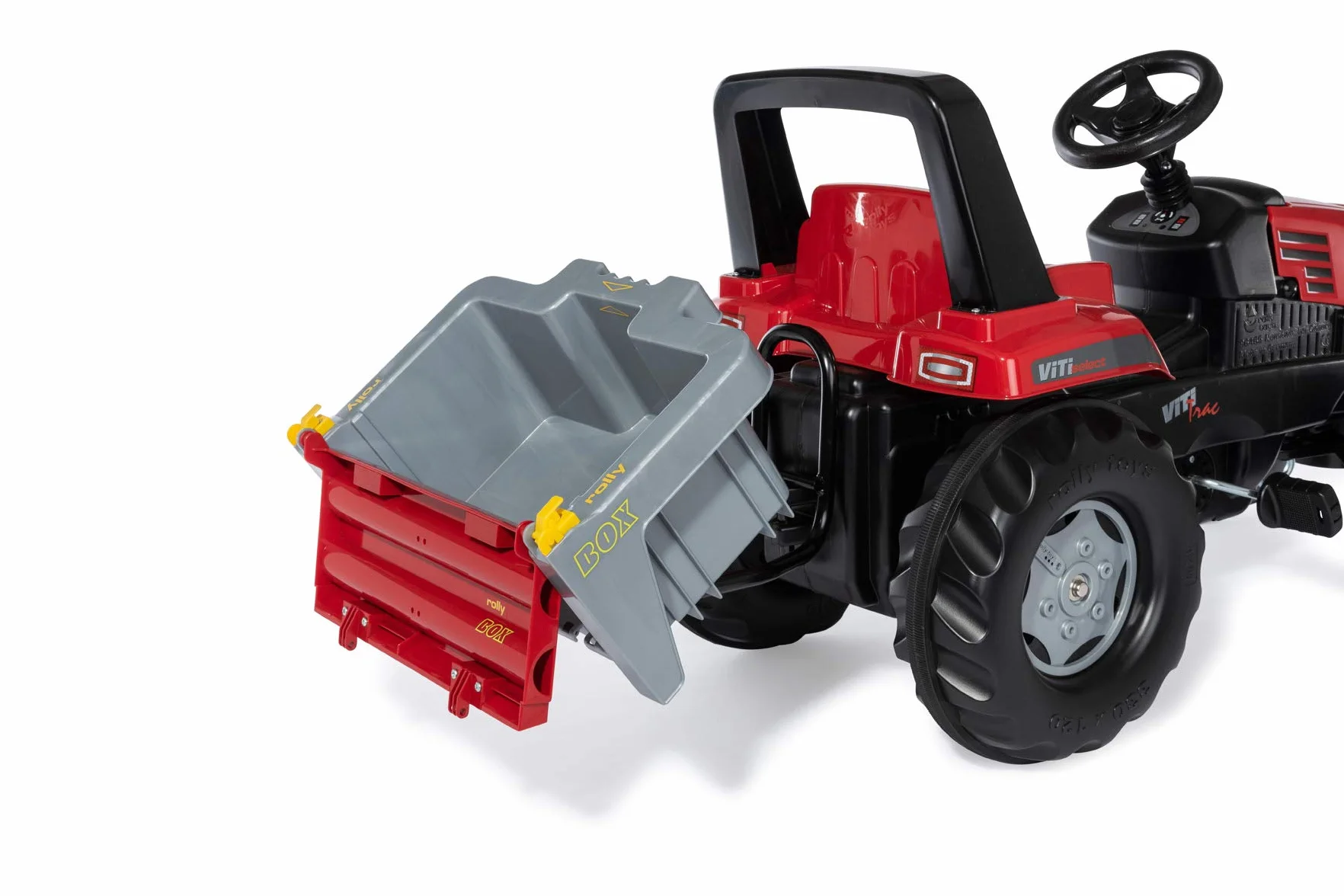 Rolly Toys rollyBox przyczepa do traktorów (funkcja przechylania, kolor szary/czerwony, dla dzieci w wieku 3-10 lat, do traktorków dziecięcych) 408948
