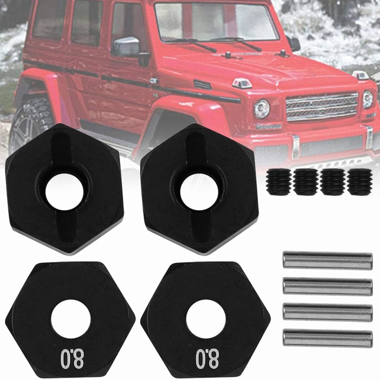 Tbest Wheel Hex Hub, Aluminiowa piasta koła Hex Hub Adapter Część ulepszona Kompatybilna z SCX10 90046 90047 RR10 RC Crawler (8,0 mm)