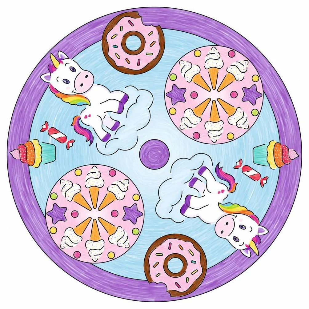 Ravensburger Mandala Designer Unicorn 29703, Zeichnen lernen für Kinder ab 6 Jahren, Zeichen-Set mit Mandala-Schablonen für farbenfrohe Mandalas