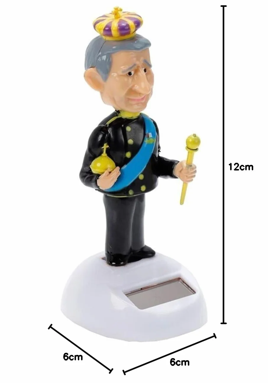 Puckator LTD. King Charles solarna figurka króla czarna/żółta/niebieska, z nadrukiem, 100% tworzywo sztuczne