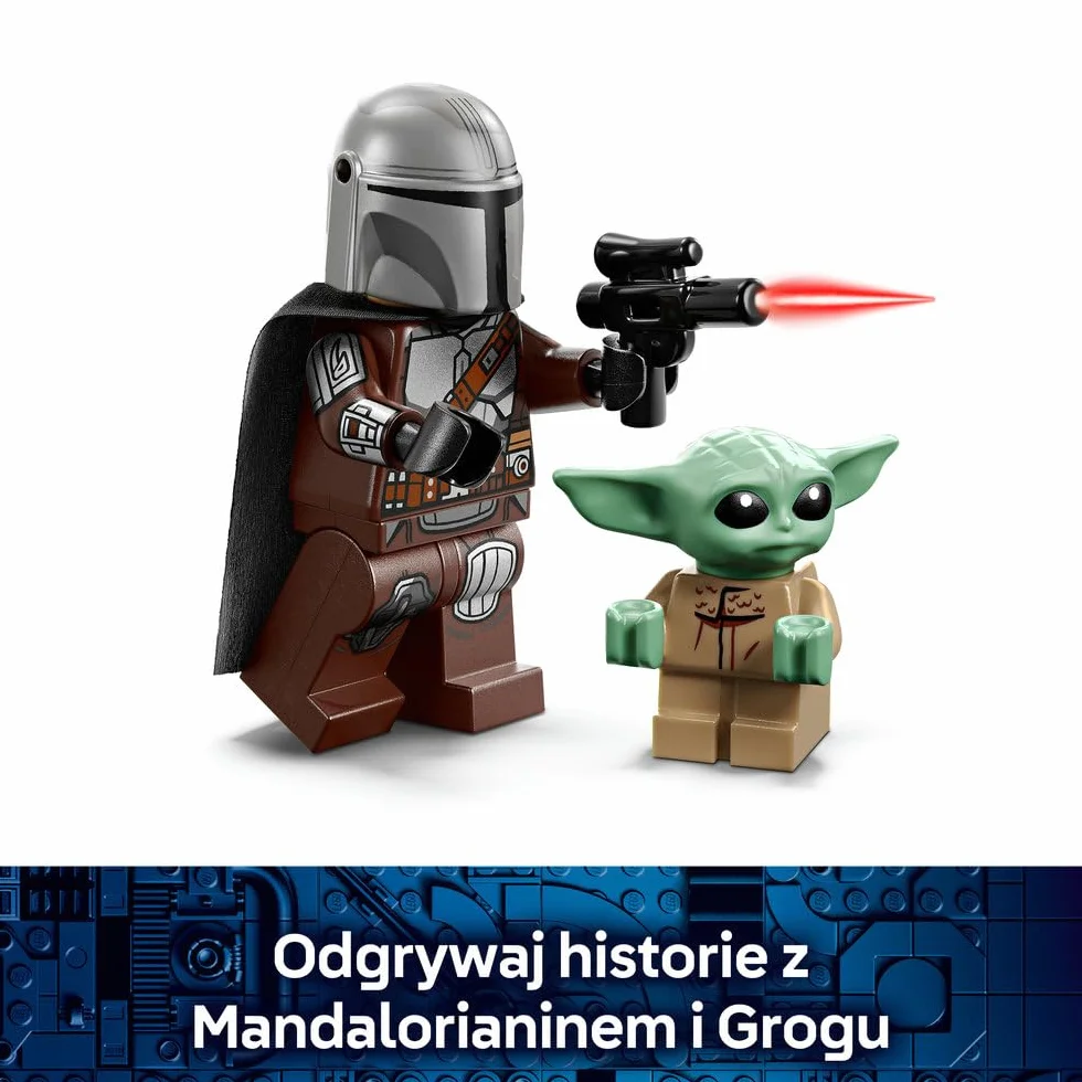 LEGO Star Wars Śmigacz Mandalorianina i Grogu, zabawka dla dziecka, zestaw z pojazdem i dwiema postaciami z serii Gwiezdne Wojny, pomysł na prezent dla 6-latka, klocki dla chłopca i dziewczynki 75436