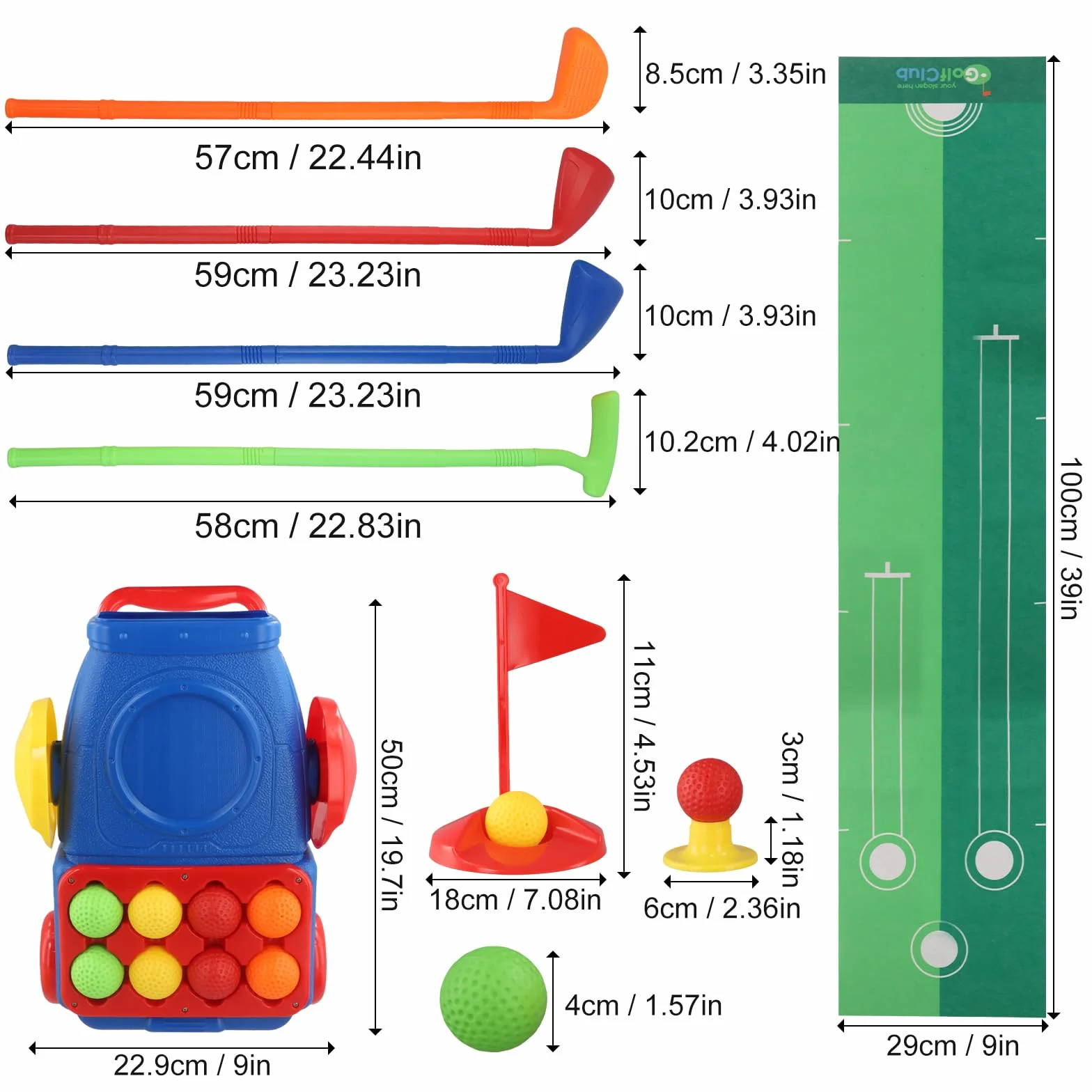 Zestaw zabawek golfowych dla dzieci, walizka golfowa, 4 kije golfowe, 8 piłek, gry na zewnątrz dla dzieci, zestaw zabawek golfowych dla dzieci, zabawki golfowe dla chłopców, dziewcząt