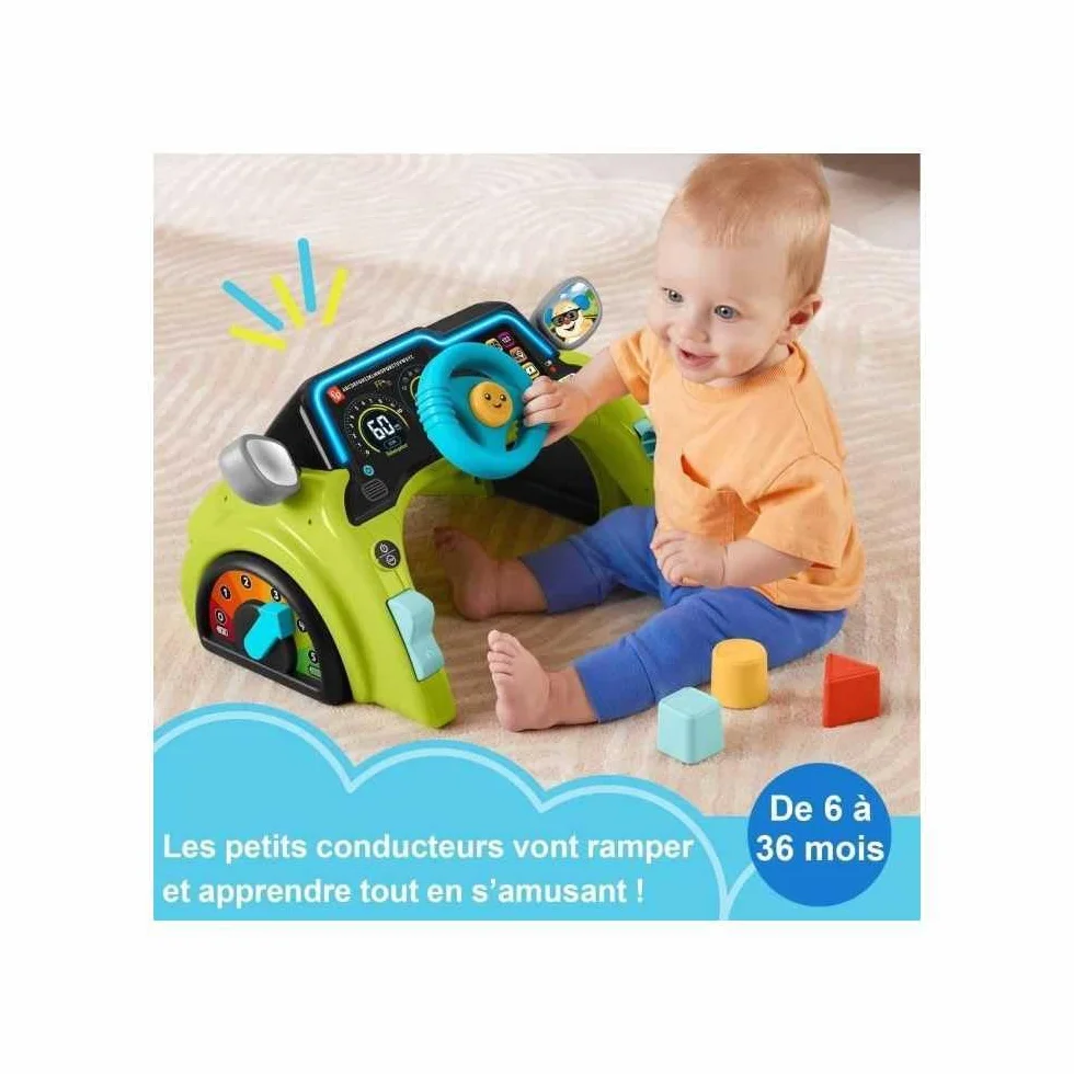 Fisher-Price HYR92 zabawka edukacyjna dla niemowląt i małych dzieci, przyjemność z jazdy, centrum zabaw dla dzieci od 6 miesięcy, wersja wielojęzyczna
