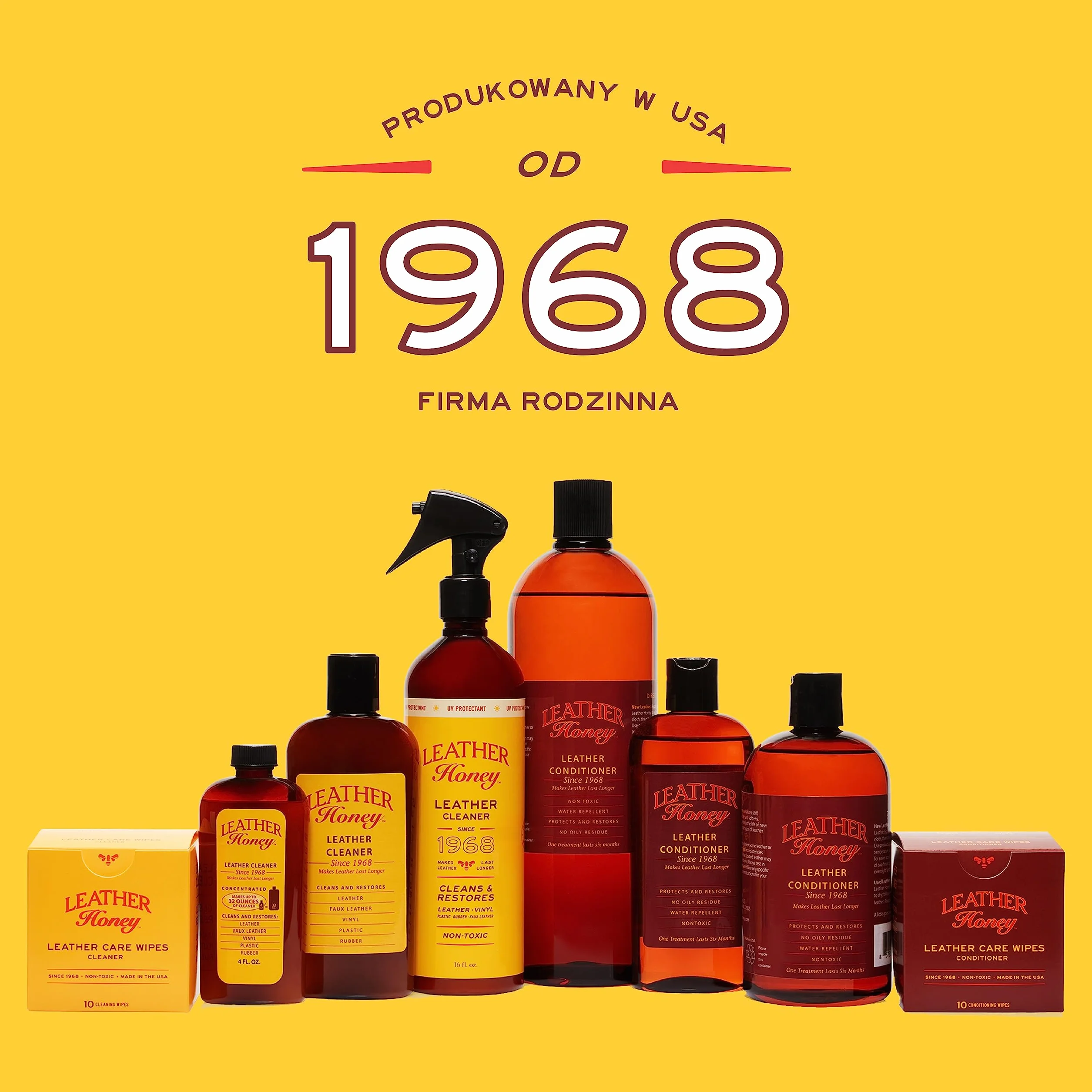Leather Honey Odżywka do Skóry - Leather Conditioner Premium, na Rynku od 1968, do Odzieży Skórzanej, Mebli, Butów, Toreb i Galanterii, we Wnętrzach Samochodowych, Nietoksycznych