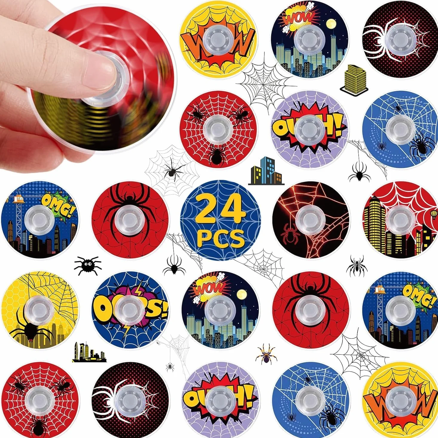 SCIONE 24Pcs Fidget Spinners na prezenty na imprezę (H-czarny)