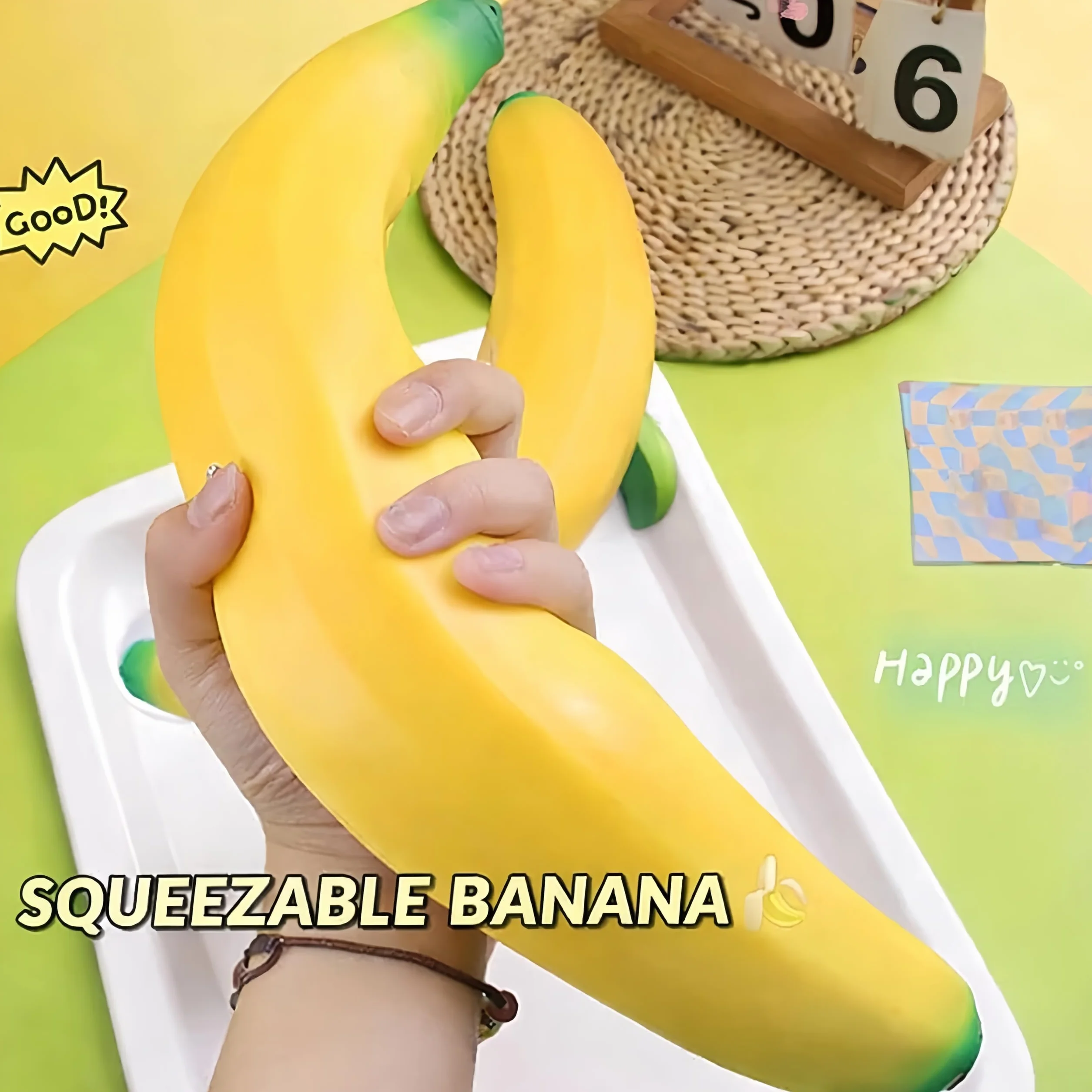 Kojący bananowy wyciszenie, elastyczna zabawka Fidget, 40 x 6 cm bananowa Squish z miękką teksturą, termoplastyczna gumowa zabawka, realistyczne stylowe zabawki sensoryczne, sensoryczny fidget