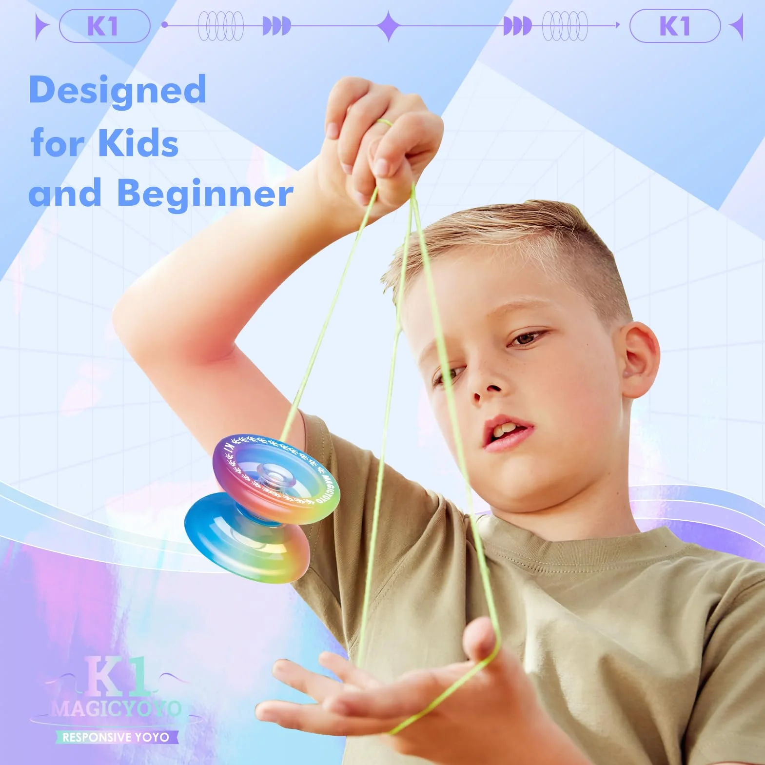 MAGICYOYO JoJo K1-Plus, Responsive Yoyo dla dzieci, profesjonalny wyczyn Jo Jo Jo dla początkujących, profesjonalny trick Yoyo z torbą do przechowywania, 12 strun JoJo i rękawicą Yo-Yo