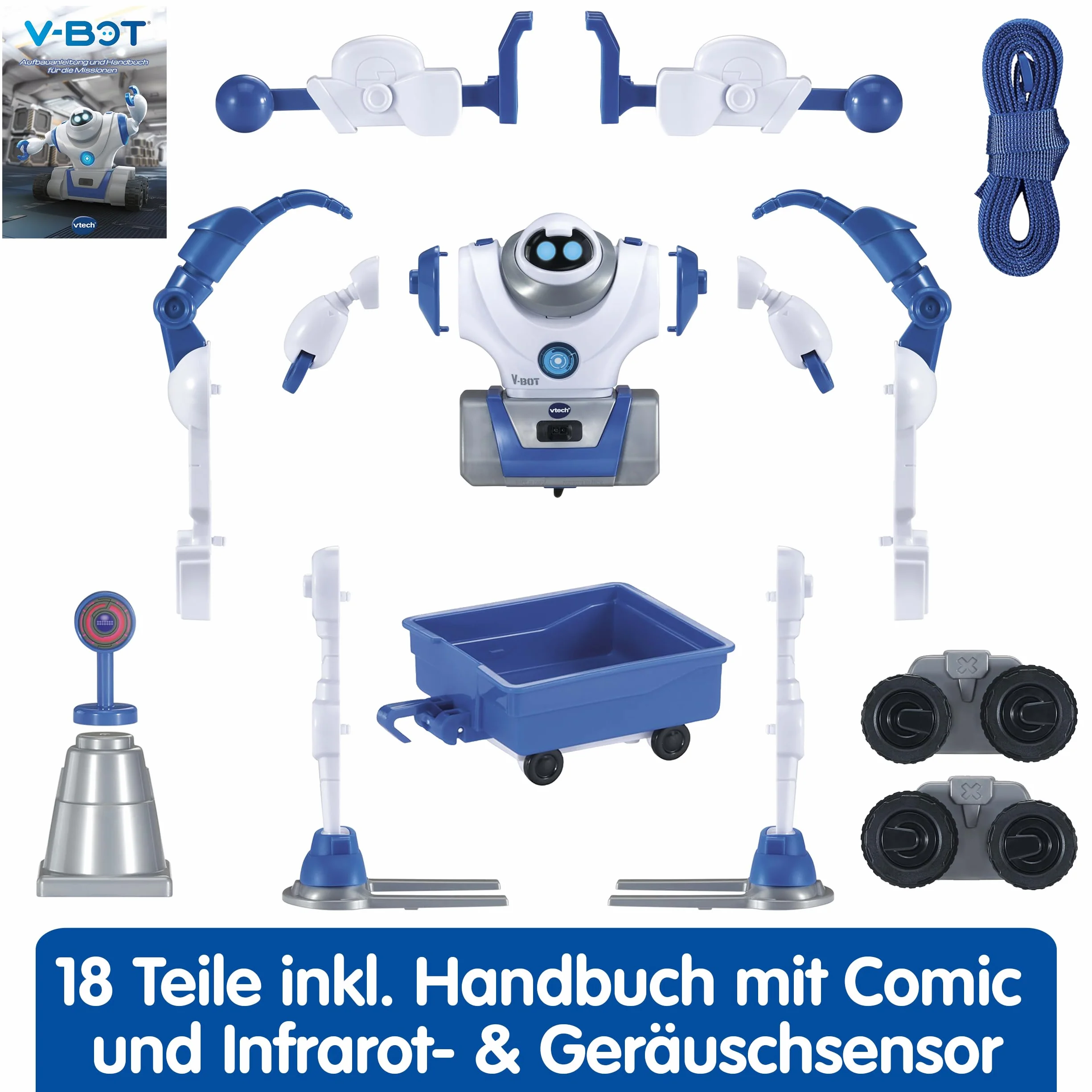 VTech V-Bot – robot 5 w 1 z silnikami i ekscytującymi misjami – dla dzieci w wieku 5-12 lat