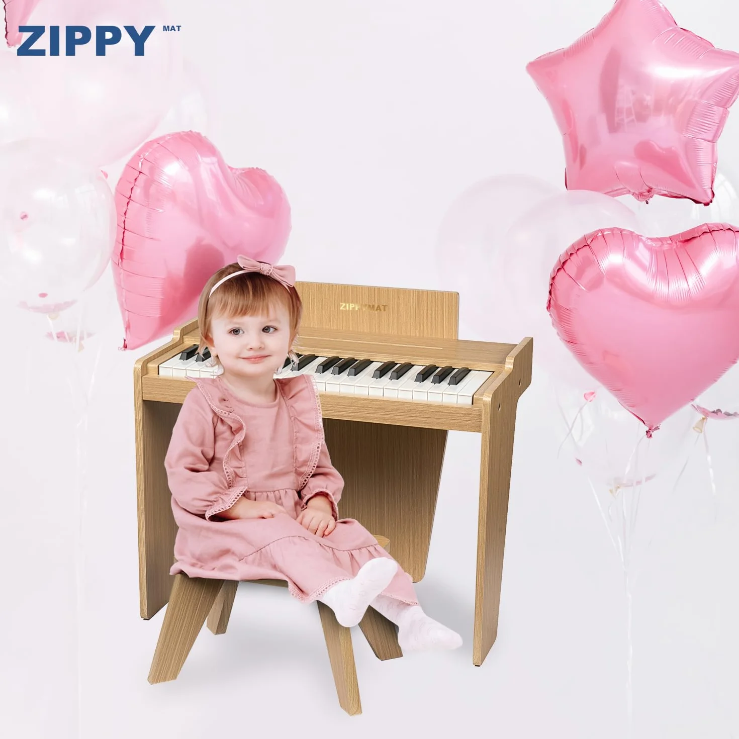 Klawiatura fortepianowa dla dzieci, 37 klawiszy, instrument do nauki muzyki, zabawka, drewniane fortepian, dla 3+ dziewcząt i chłopców (Dąb Basic)