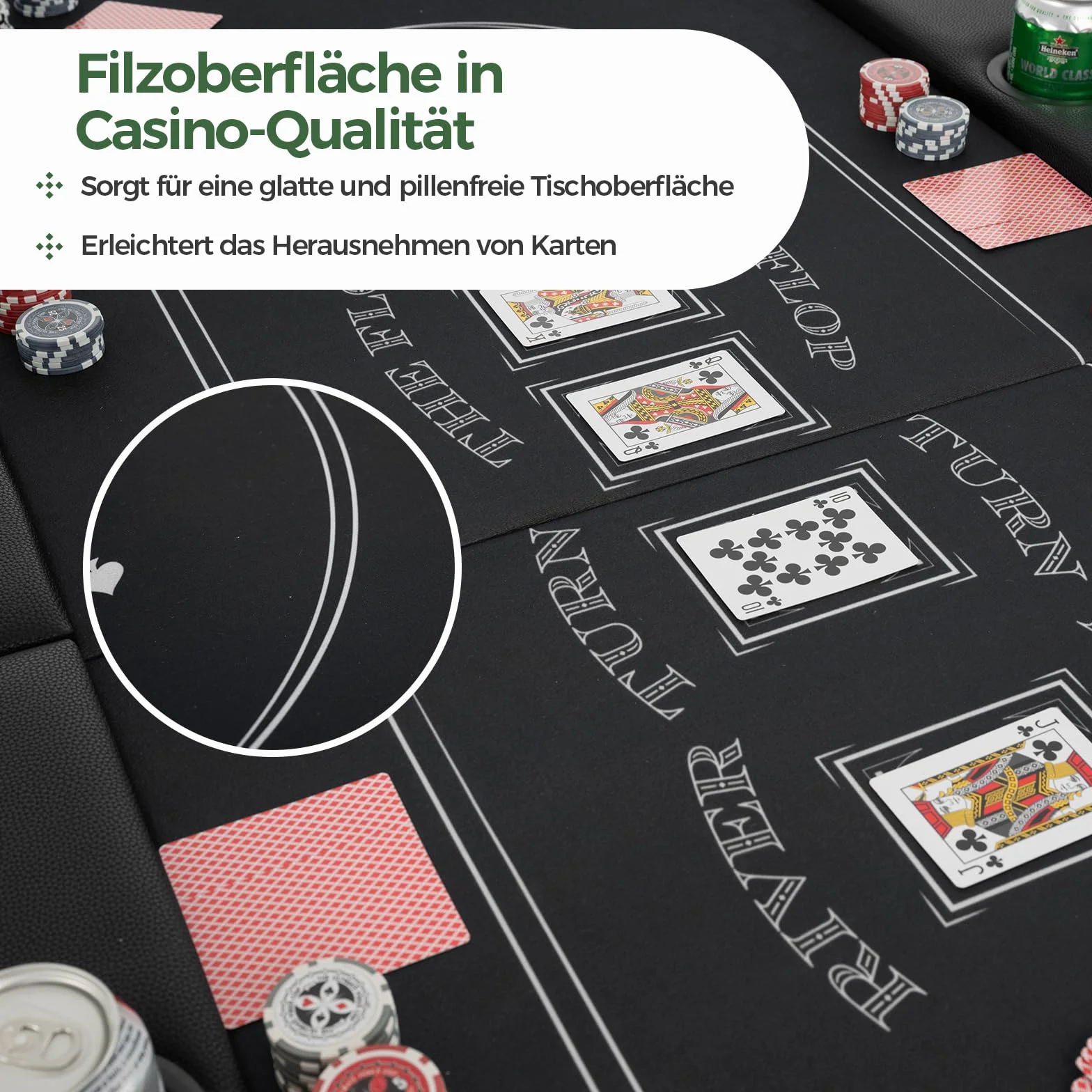 COSTWAY Składany stół do pokera dla 8 graczy z uchwytami na napoje i wyściełaną podpórką na ramię, idealny do blackjacka, Texas Hold'em (czarny)