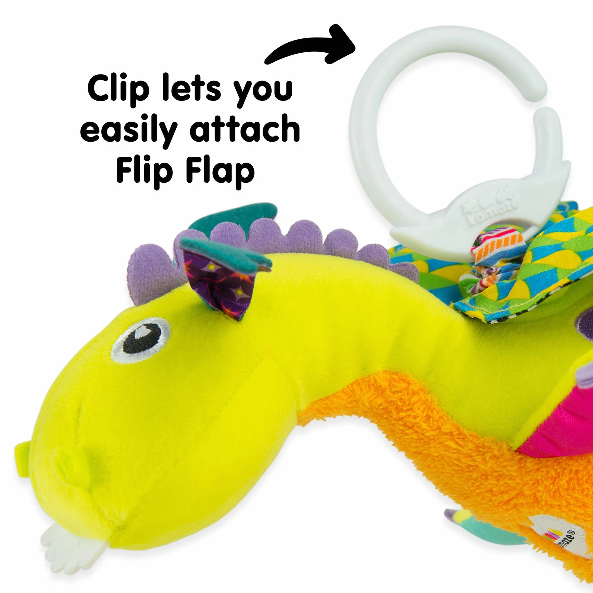 LAMAZE Flip Flap Dragon, Clip on Pram and Pushchair Newborn Baby Toy, Sensory Toy for Babies Boys and Girls from 0 to 6 Months