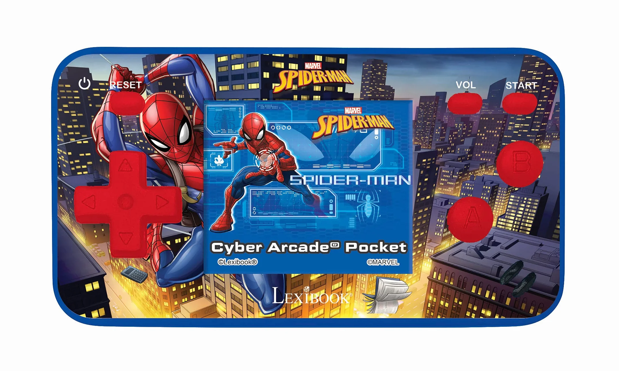 Lexibook Spider-Man JL1895SP Przenośna Konsola do Gier dla Dzieci w Wieku od 3 Lat, 150 Gier, LCD, Zasilana Bateriami, Czerwona, Niebieska, JL1895SP
